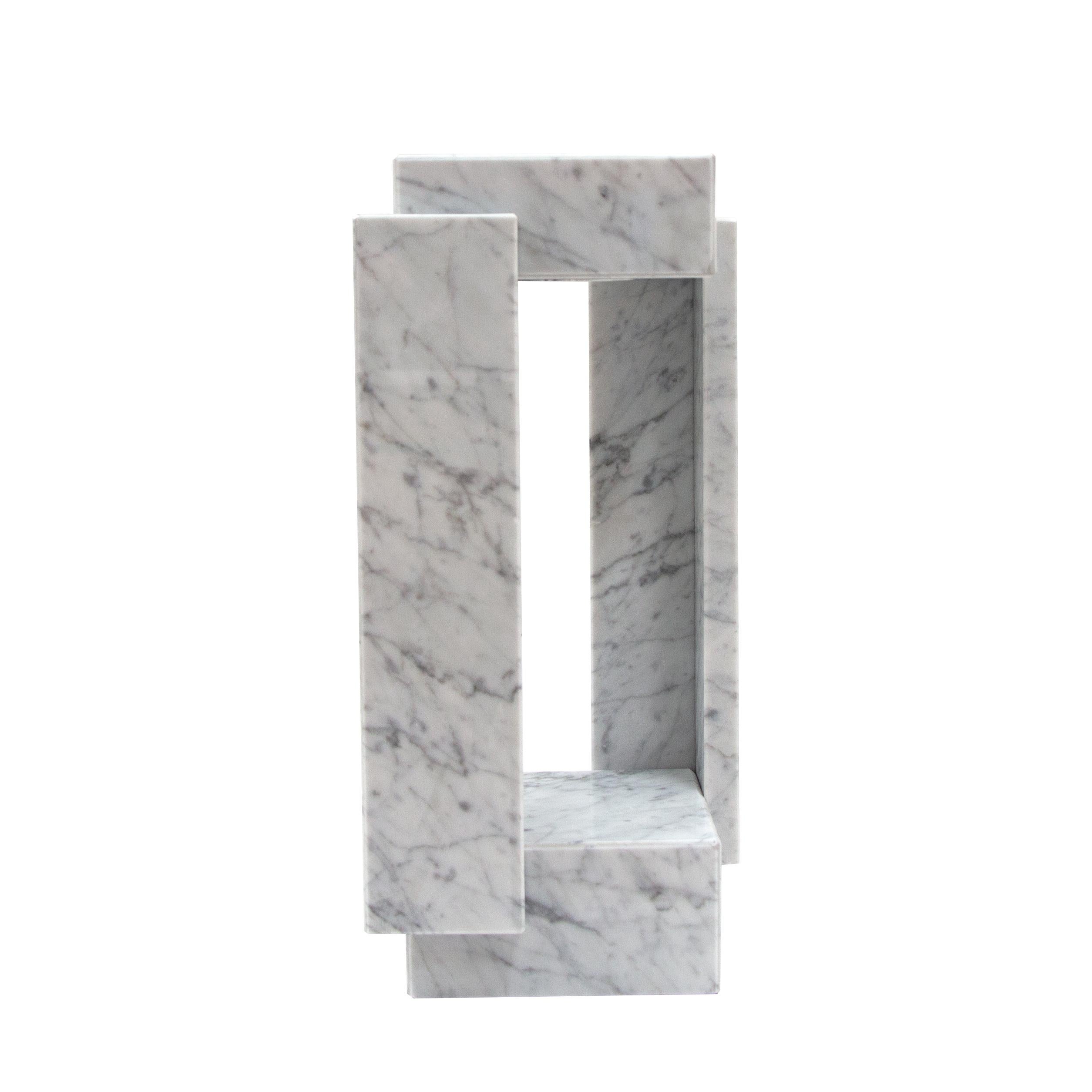 Contemporary Carrara Marble Lamp Luxury Italian Marble Crafted in Spain Collectible Design For Sale