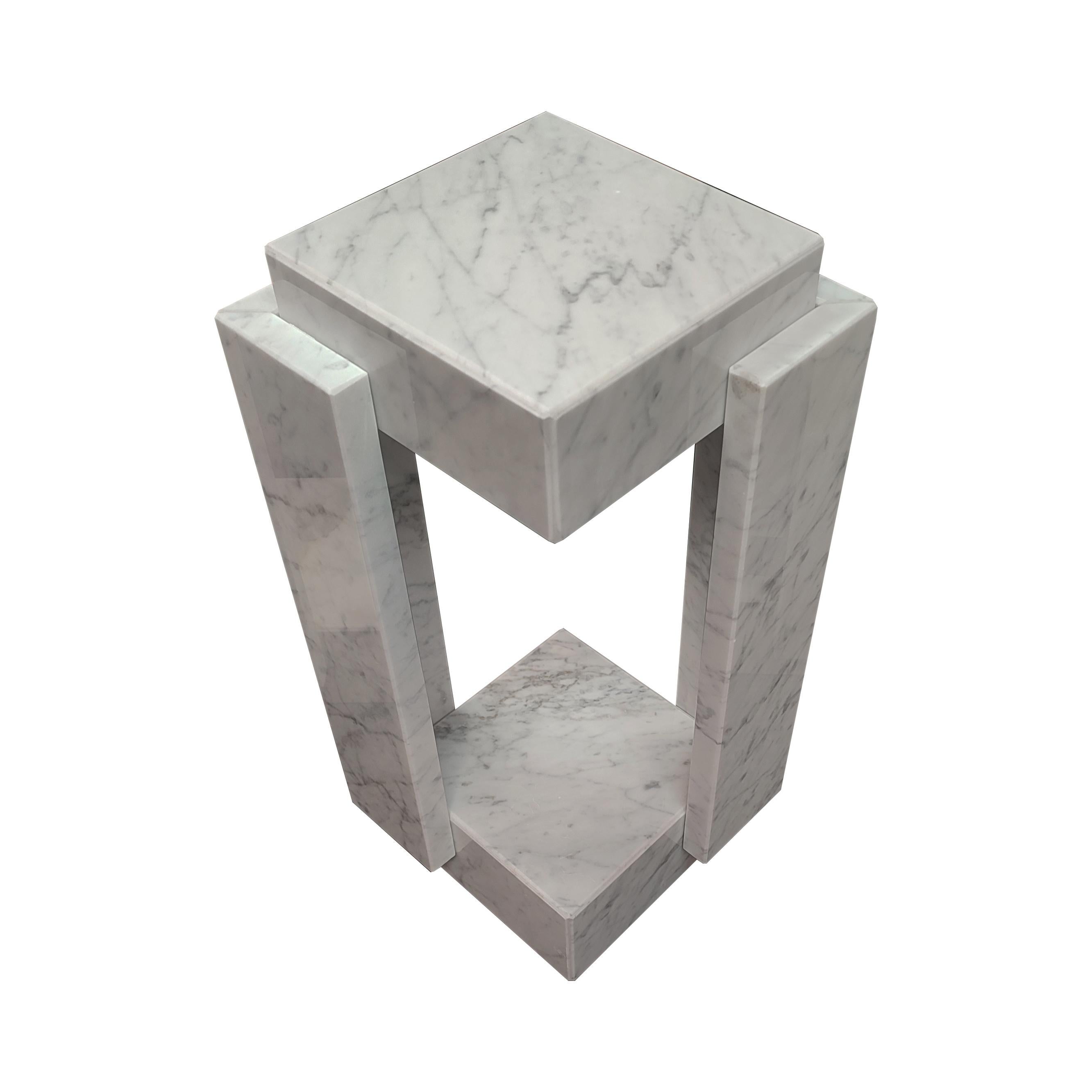 Stone Carrara Marble Lamp Luxury Italian Marble Crafted in Spain Collectible Design For Sale