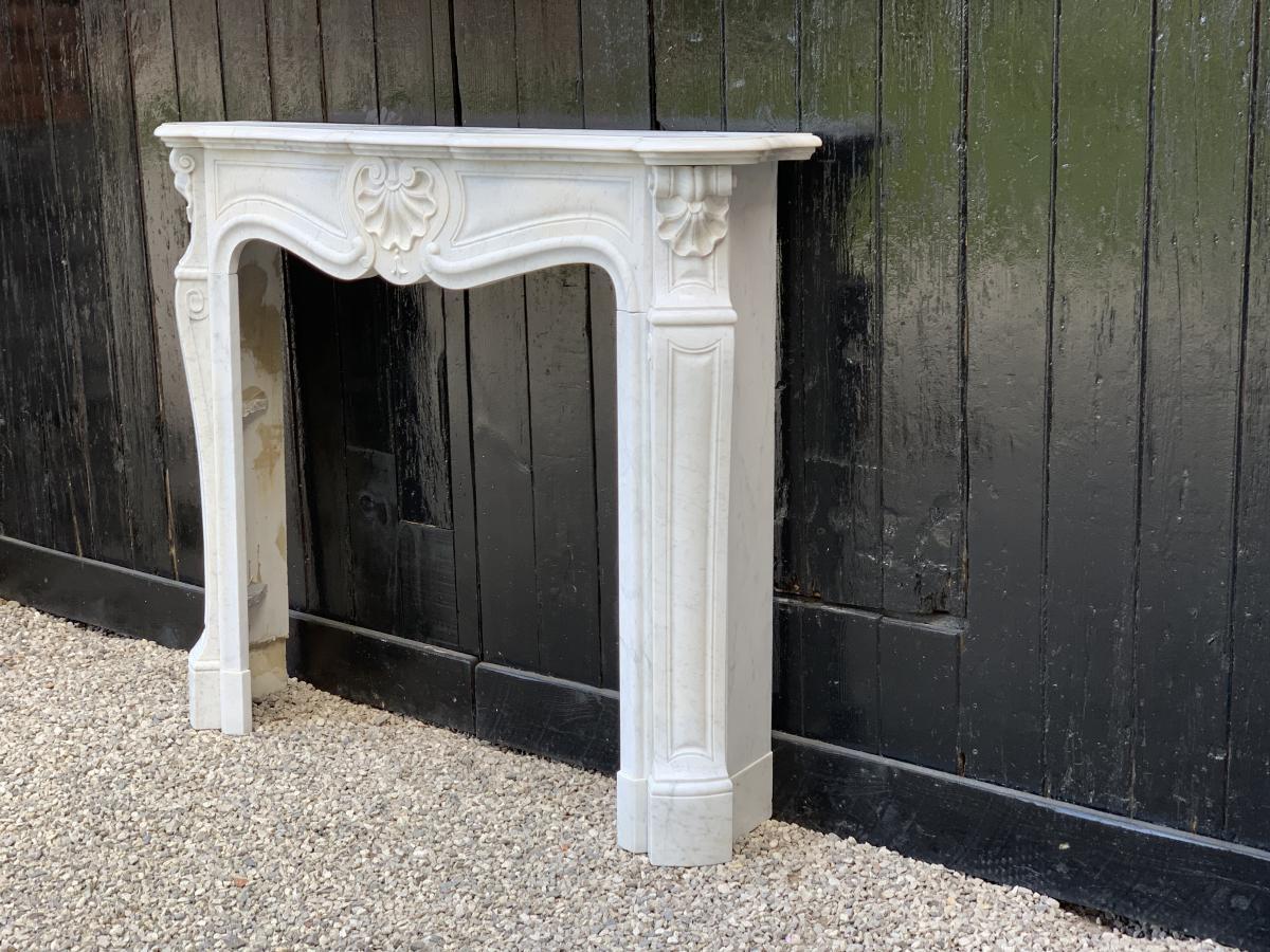 French Carrara Marble Louis XV Style Fireplace