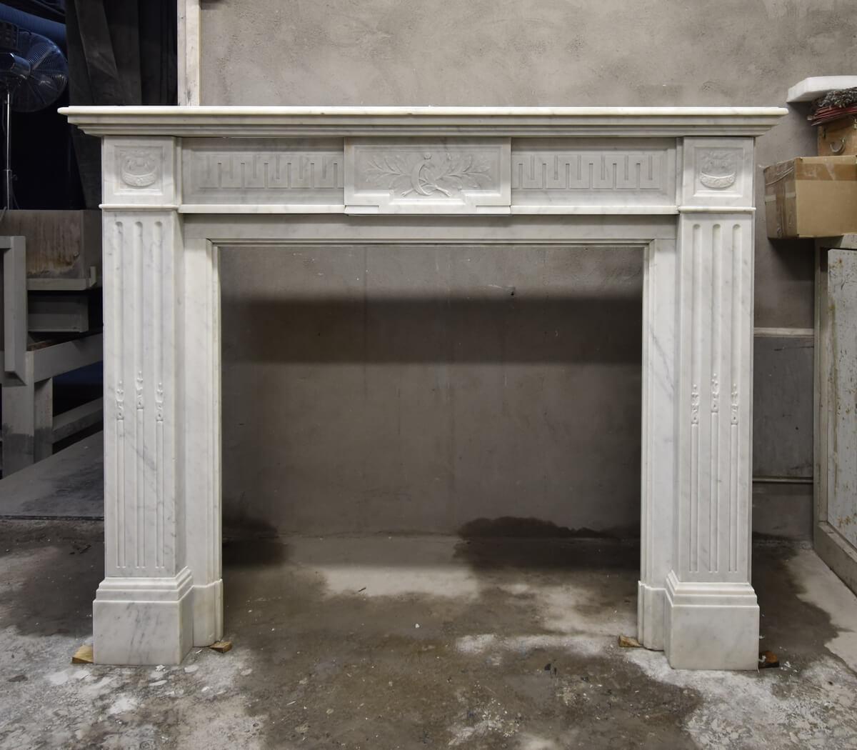 Carrara Marble Carrara marble Louis XVI fireplace mantel 19th Century