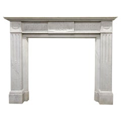 Carrara marble Louis XVI fireplace mantel 19th Century