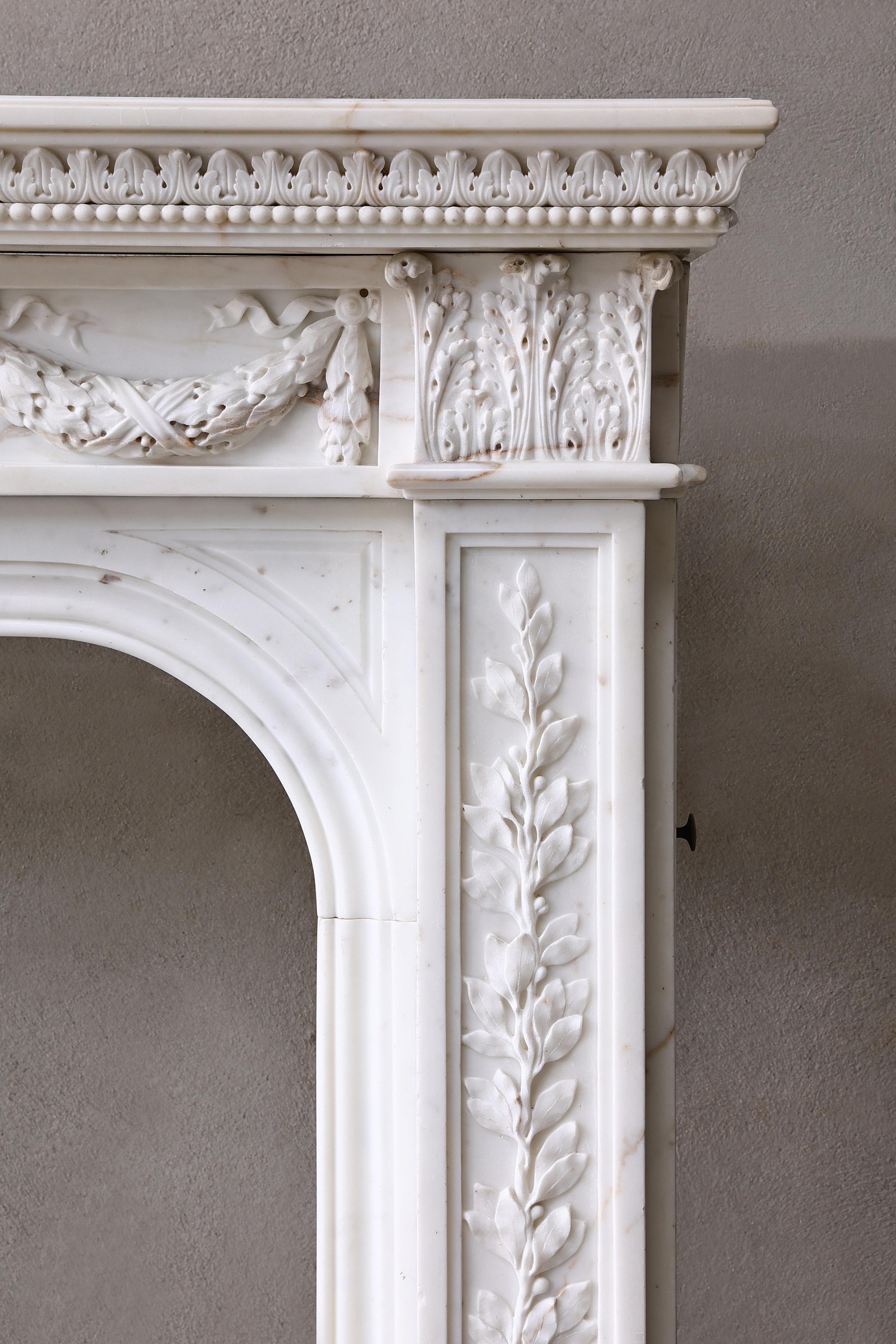 Carrara Marble Mantle Surround in Style of English Regency from the 19th Century For Sale 4