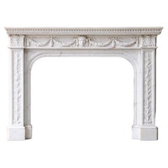 Carrara Marble Mantle Surround in Style of English Regency from the 19th Century