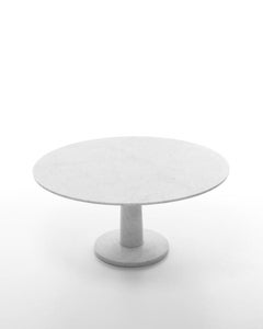 White Modern Minimal Carrara Marble Round Dining Table Jasper Morrison Marsotto