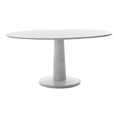 White Modern Minimal Carrara Marble Round Dining Table Jasper Morrison Marsotto 