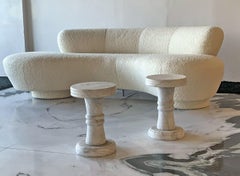 Carrara Marble Pedestal Stools
