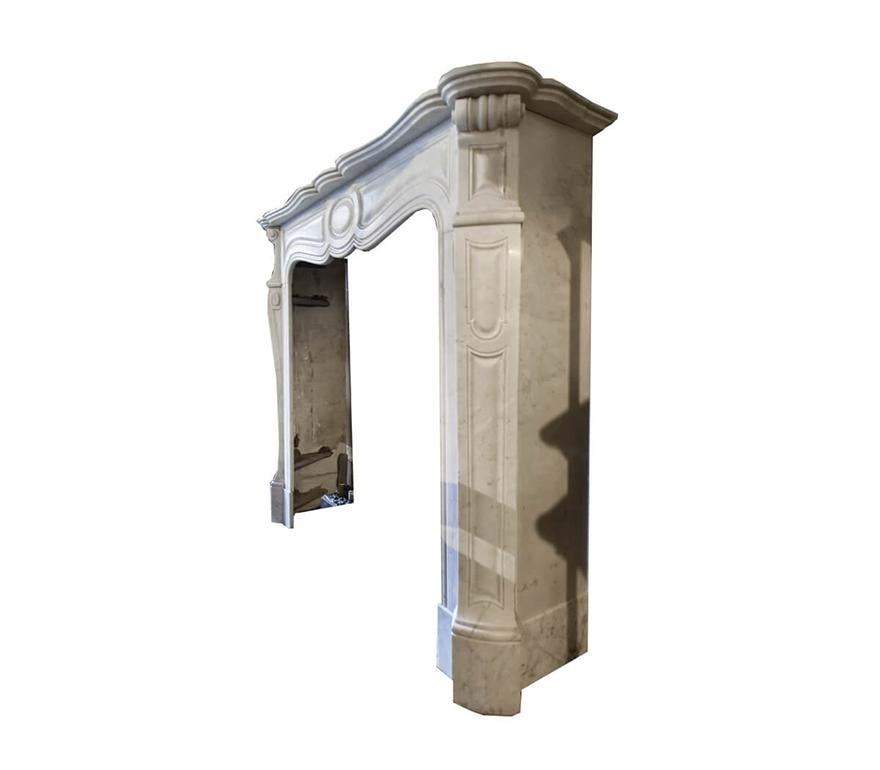 French Carrara Marble Pompadour Fireplace Mantel 19th Century For Sale