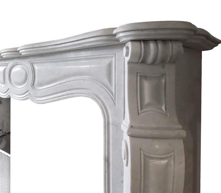Carrara Marble Pompadour Fireplace Mantel 19th Century In Fair Condition For Sale In Udenhout, NL
