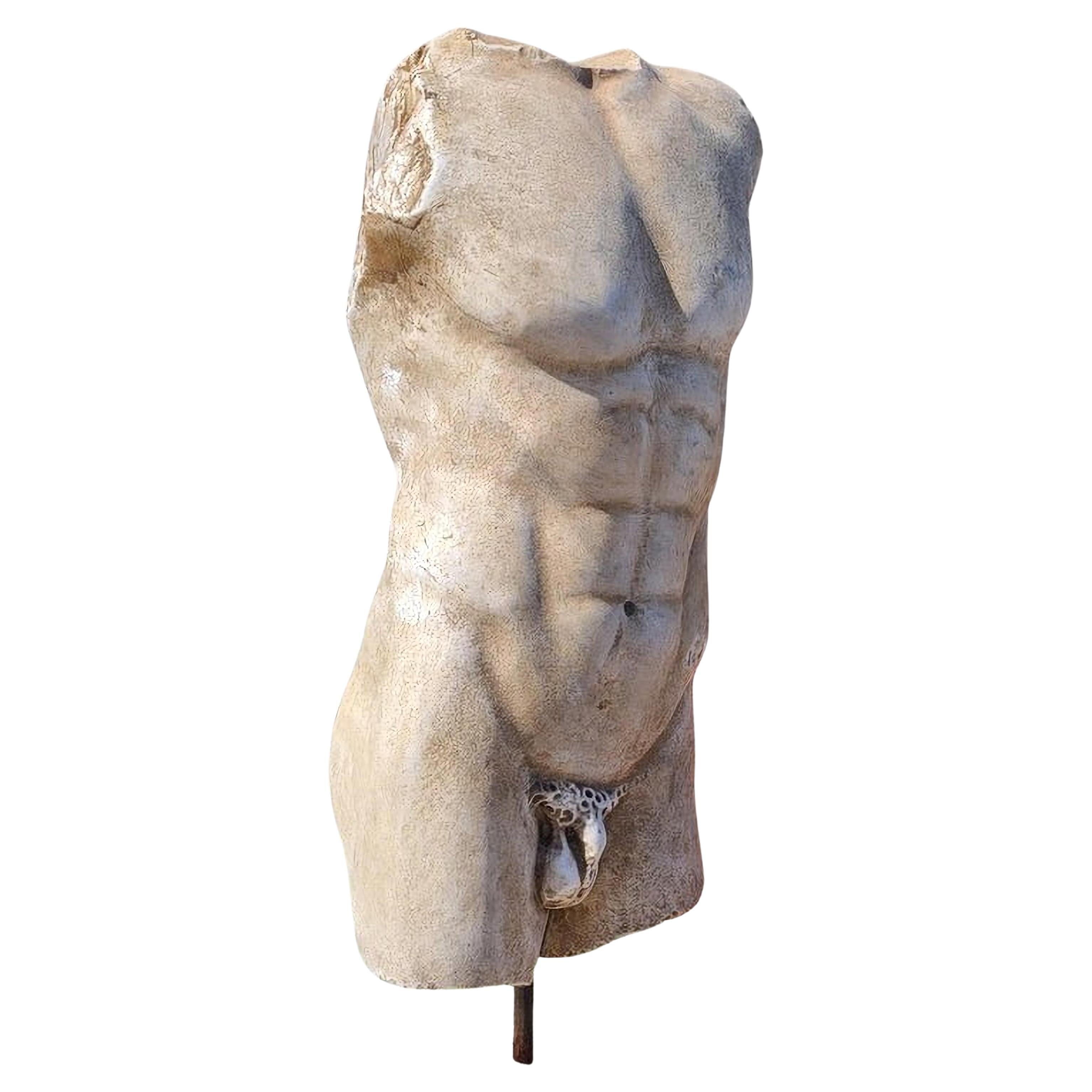 CARRARA MARBLE ROMAN TORSO 19th Century For Sale