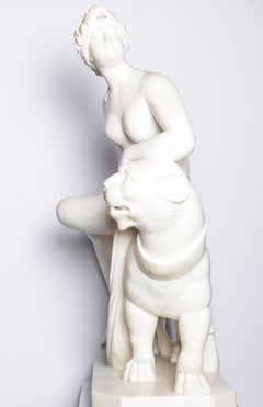 Carrara Marble Sculpture "Ariadne on the Panther" Signed A. Frilli, Firenze