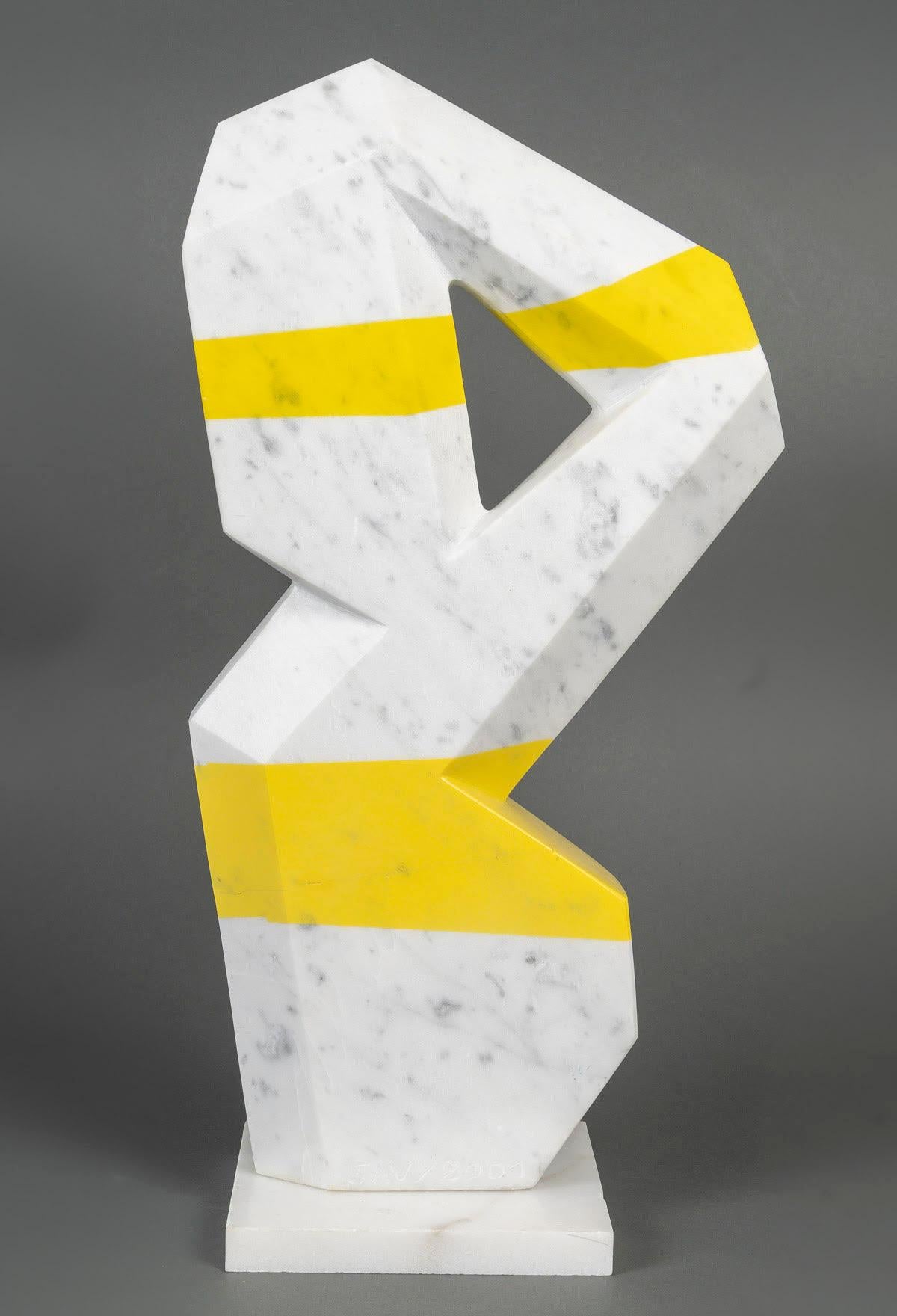 Contemporary Carrara Marble Sculpture by François Fernandez, Known as SAVY, Signed. For Sale