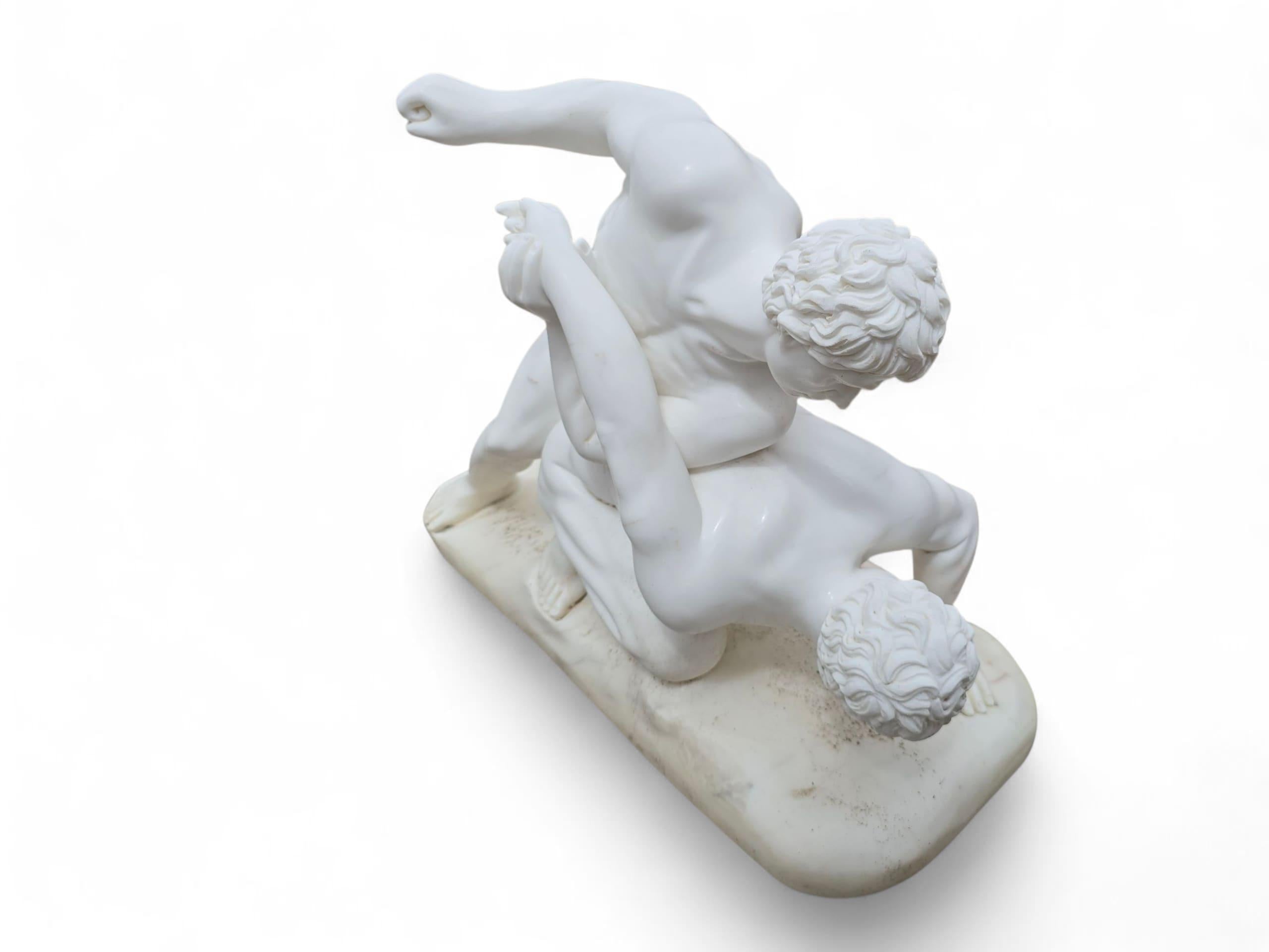 Carrara Marble Sculpture of Classical Wrestlers, Italy For Sale 1