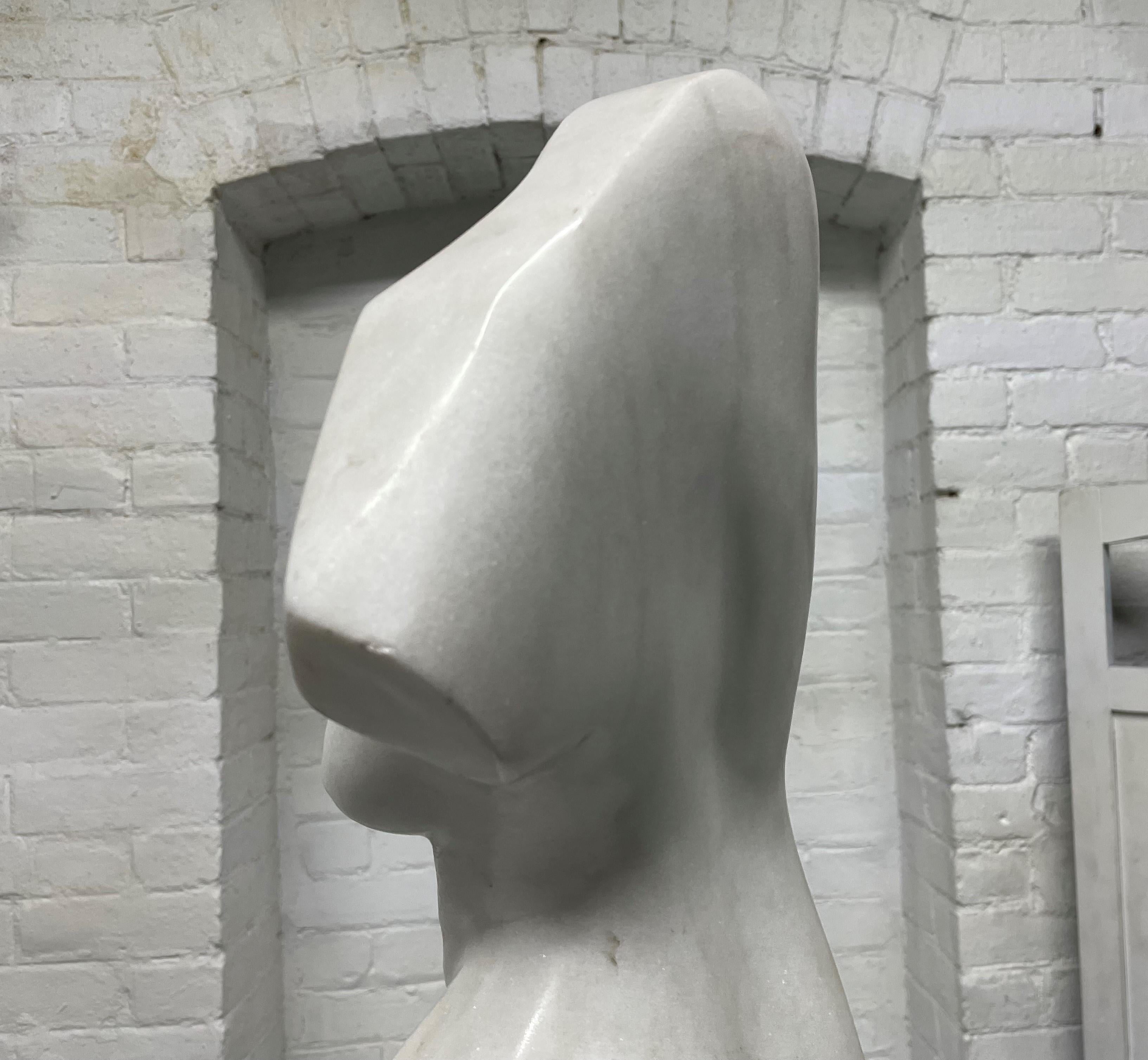 Carrara Marble Sculpture on Pedestal For Sale 3