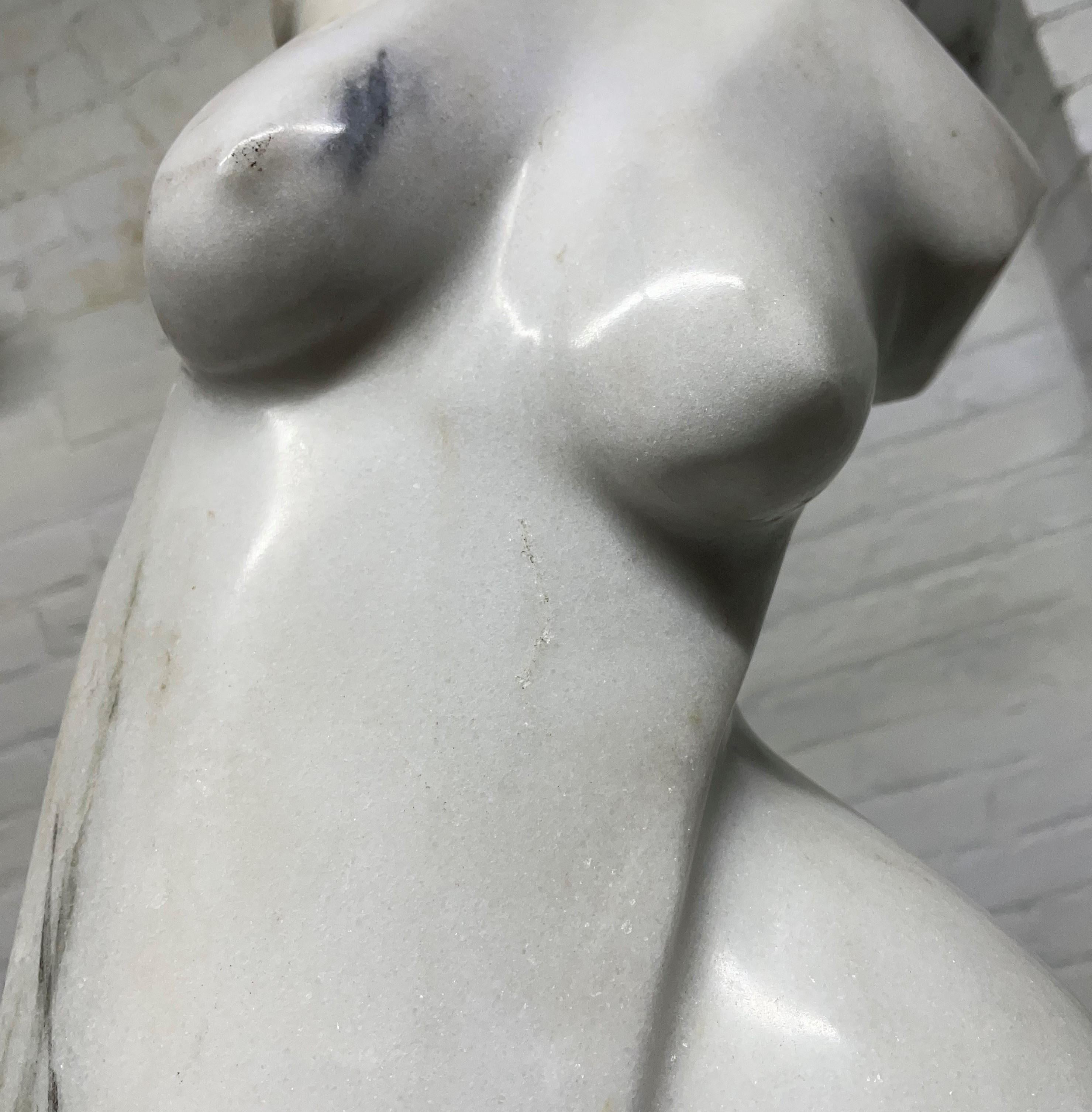 Carrara Marble Sculpture on Pedestal For Sale 4