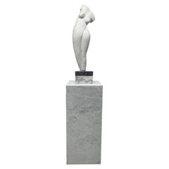 Vintage Carrara Marble Sculpture on Pedestal