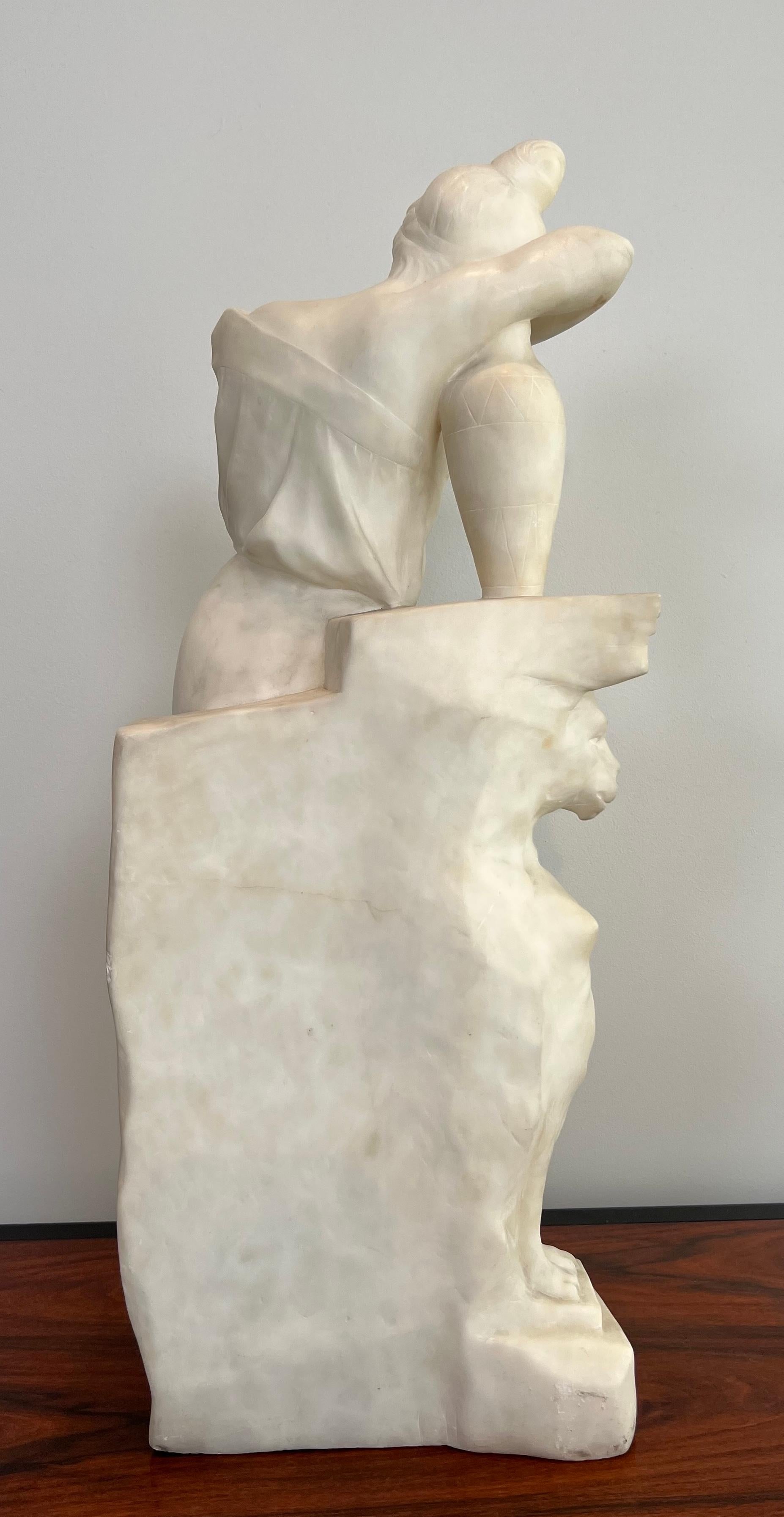Carrara-Marmor-Skulptur, die ein romantisches junges Mädchen mit einem Krug darstellt, signiert im Angebot 5