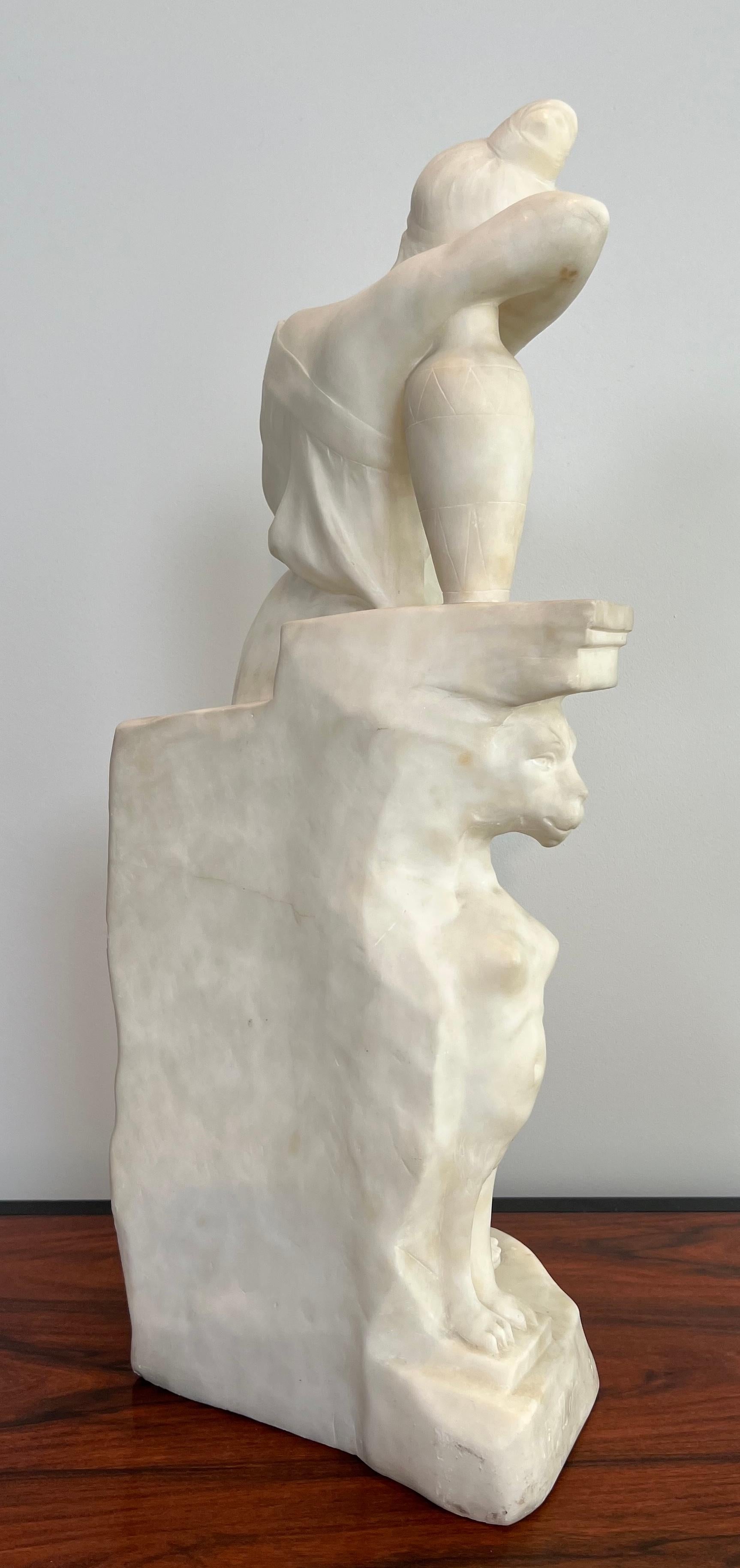 Carrara-Marmor-Skulptur, die ein romantisches junges Mädchen mit einem Krug darstellt, signiert im Angebot 6