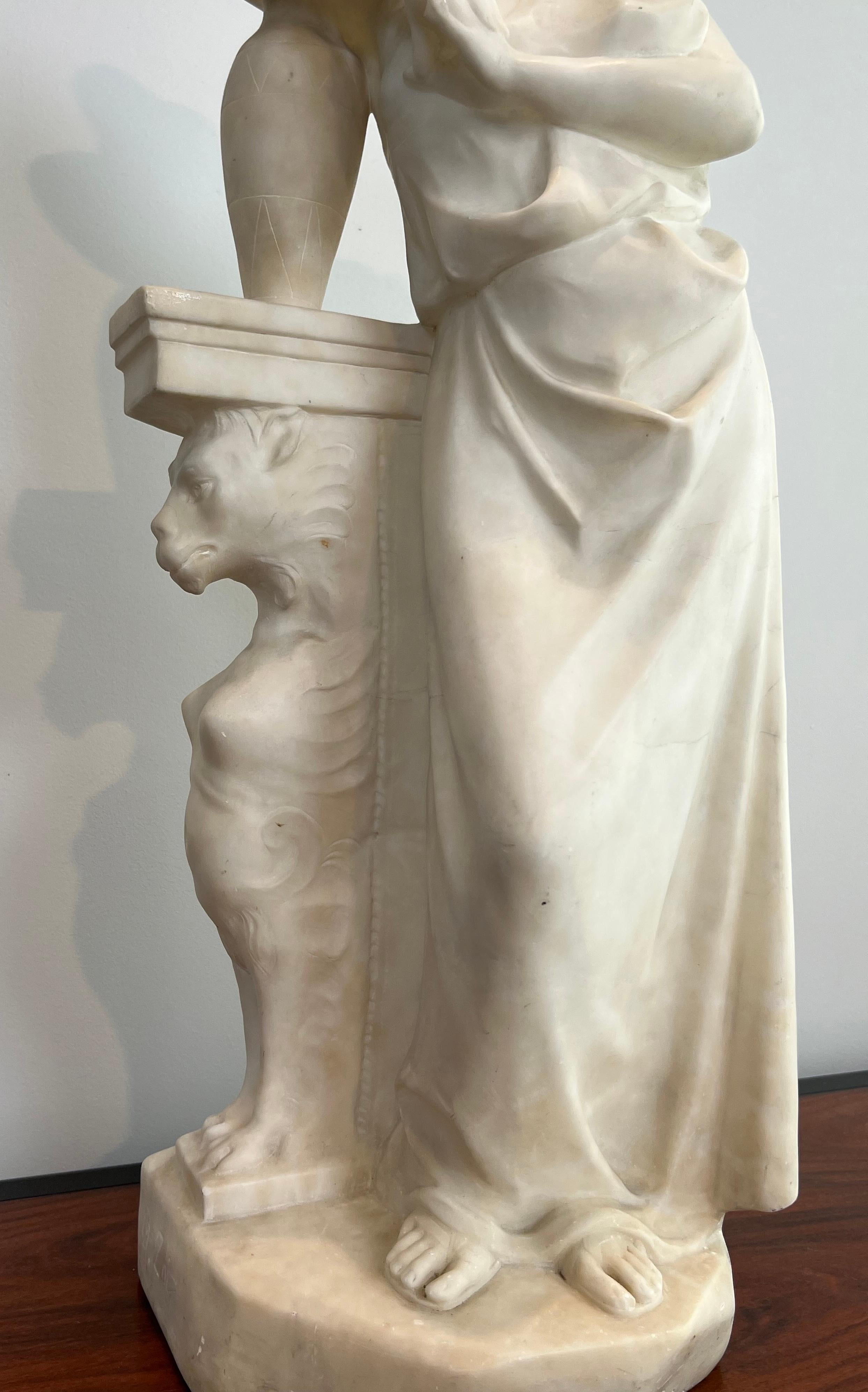 Carrara-Marmor-Skulptur, die ein romantisches junges Mädchen mit einem Krug darstellt, signiert im Angebot 10