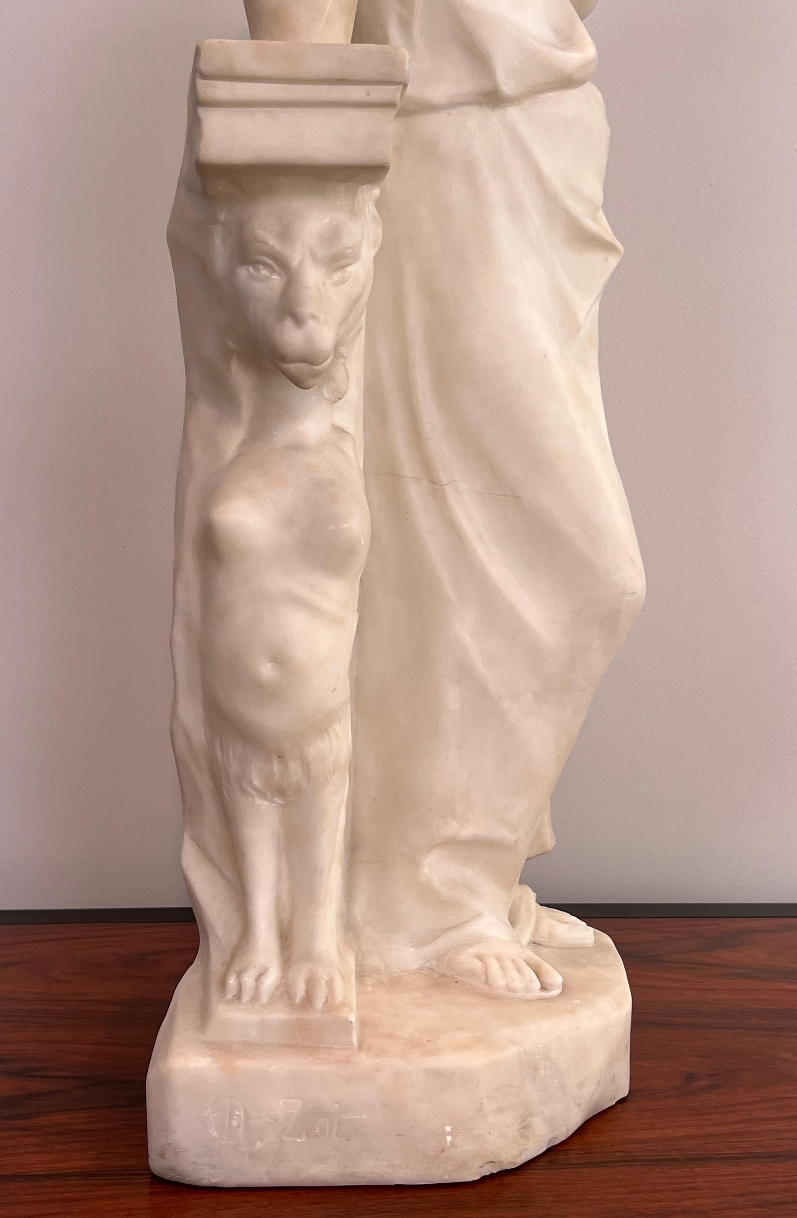 Carrara-Marmor-Skulptur, die ein romantisches junges Mädchen mit einem Krug darstellt, signiert im Angebot 11