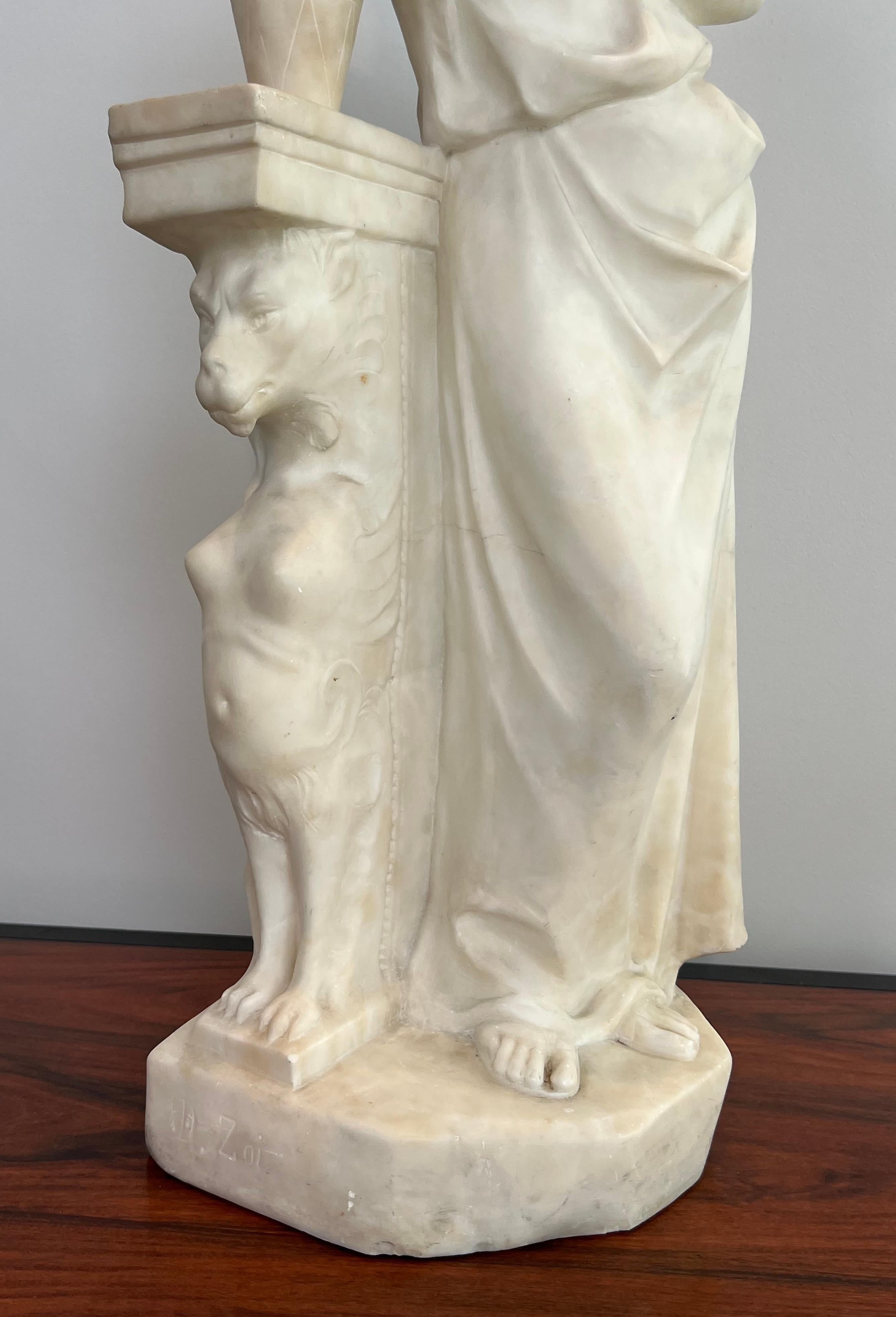 Carrara-Marmor-Skulptur, die ein romantisches junges Mädchen mit einem Krug darstellt, signiert im Angebot 3