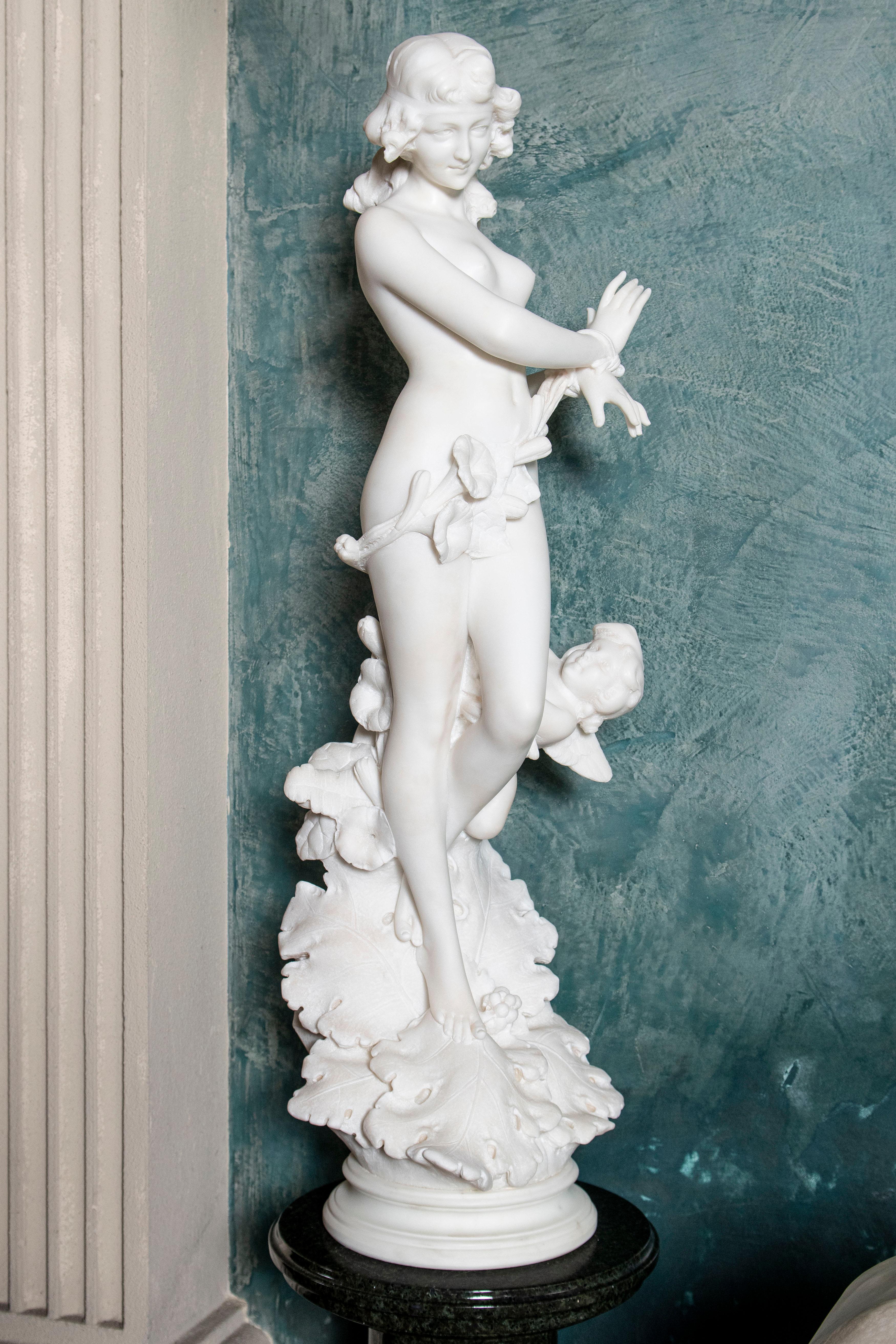 Sculpture en marbre de Carrare signée A. Batacchi, Italie, Florence, fin du XIXe siècle.