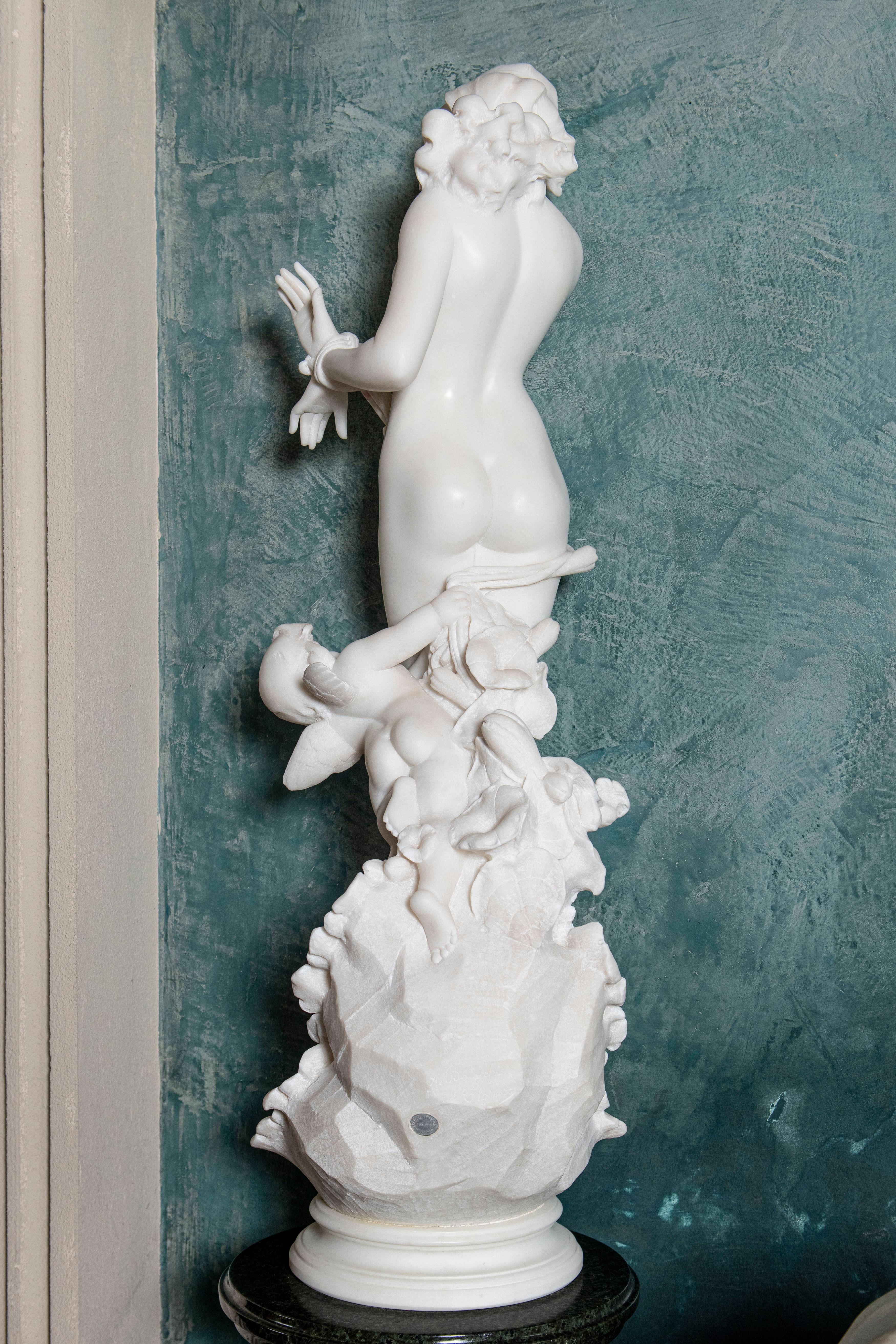 Art Nouveau Carrara Marble Sculpture Signed A. Batacchi, Italy, Florence, Late 19th Century For Sale