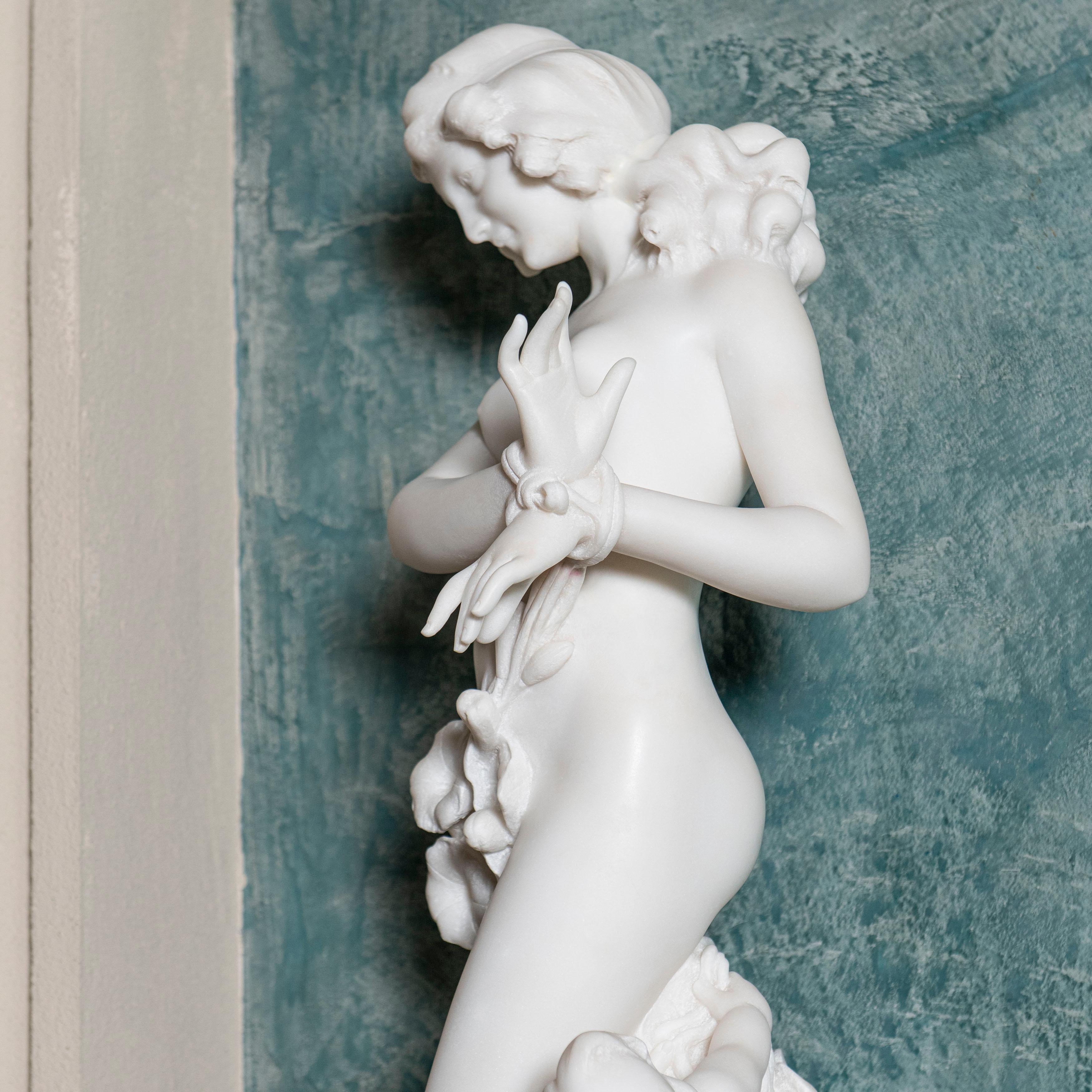 Italian Carrara Marble Sculpture Signed A. Batacchi, Italy, Florence, Late 19th Century For Sale