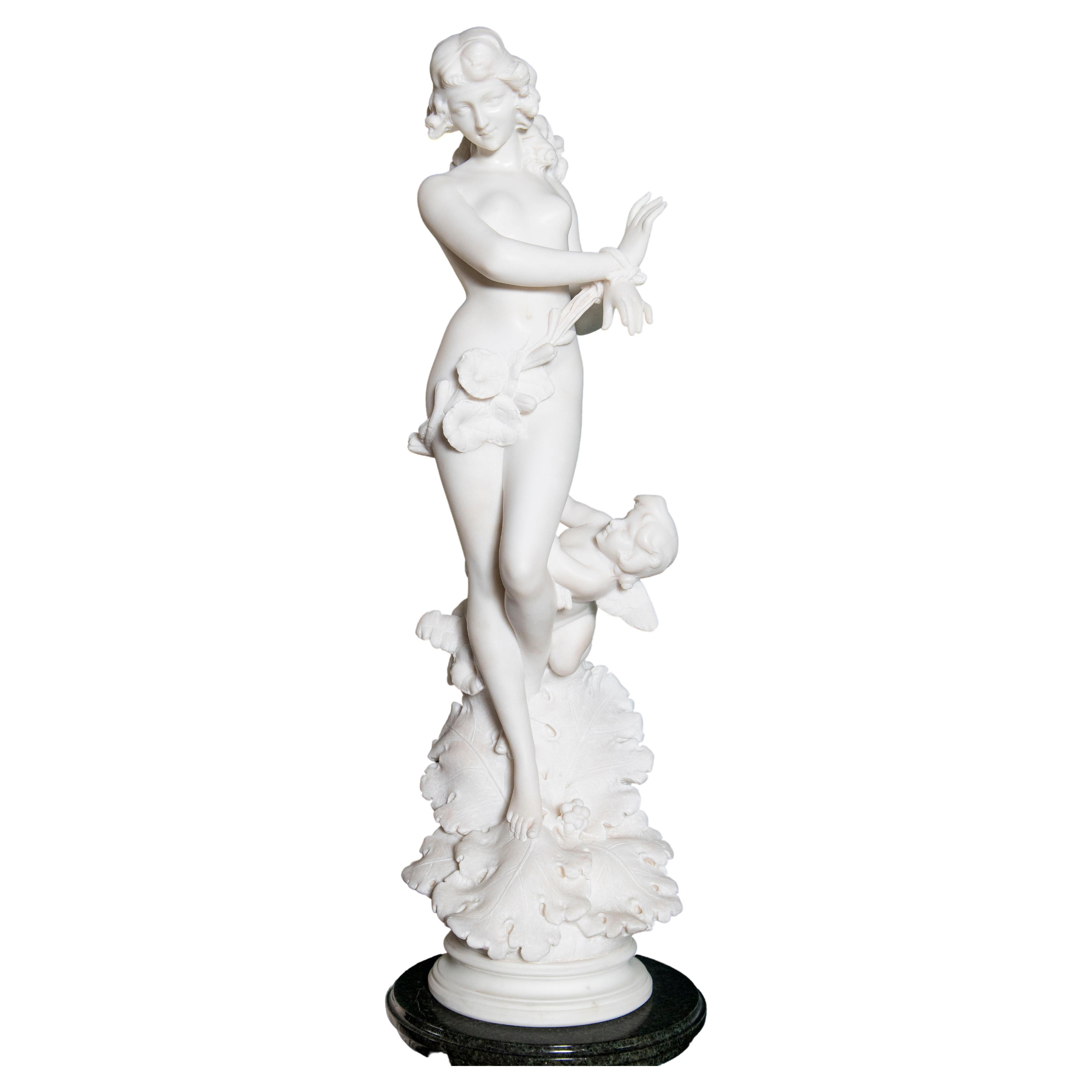 Carrara Marble Sculpture Signed A. Batacchi, Italy, Florence, Late 19th Century For Sale