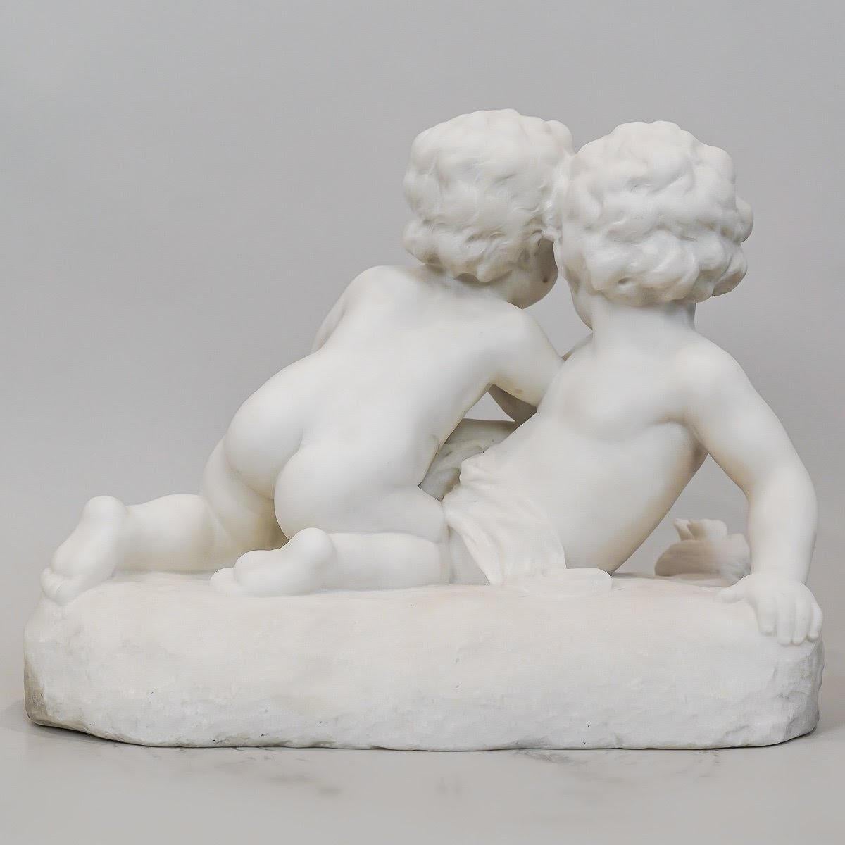 Scultura in marmo di Carrara firmata L. Landucci, inizio XX secolo. in vendita 3