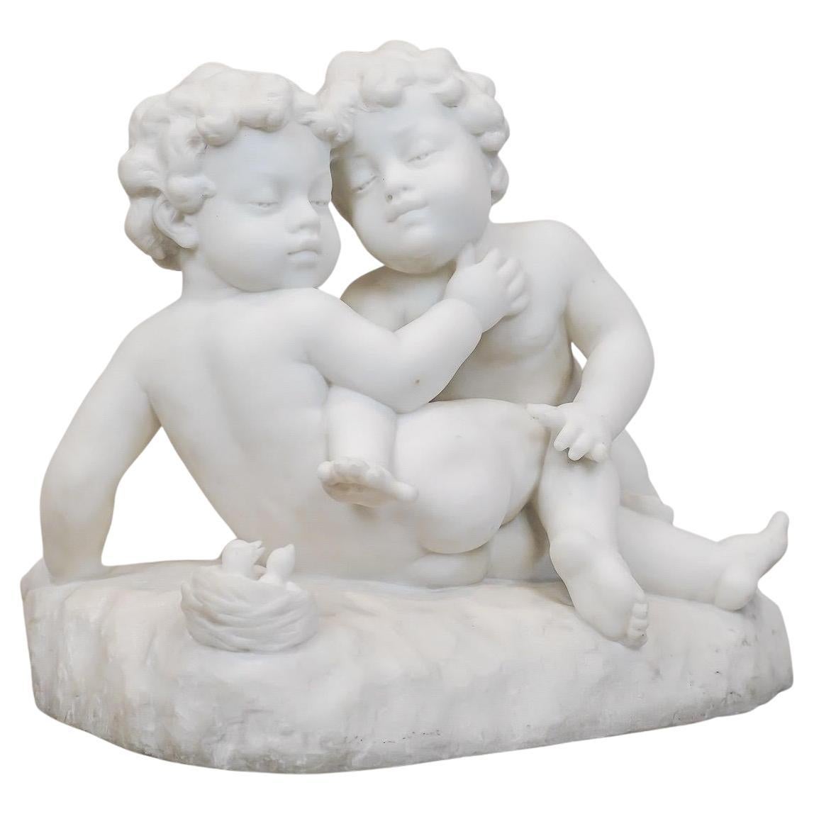 Carrara Marble Sculpture Signed L. Landucci, Early 20th Century.