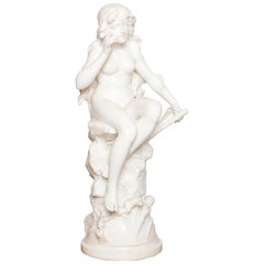 Carrara Marble Sculpture Signed "Loreley" by Hippolyte Moreau, France, 1890