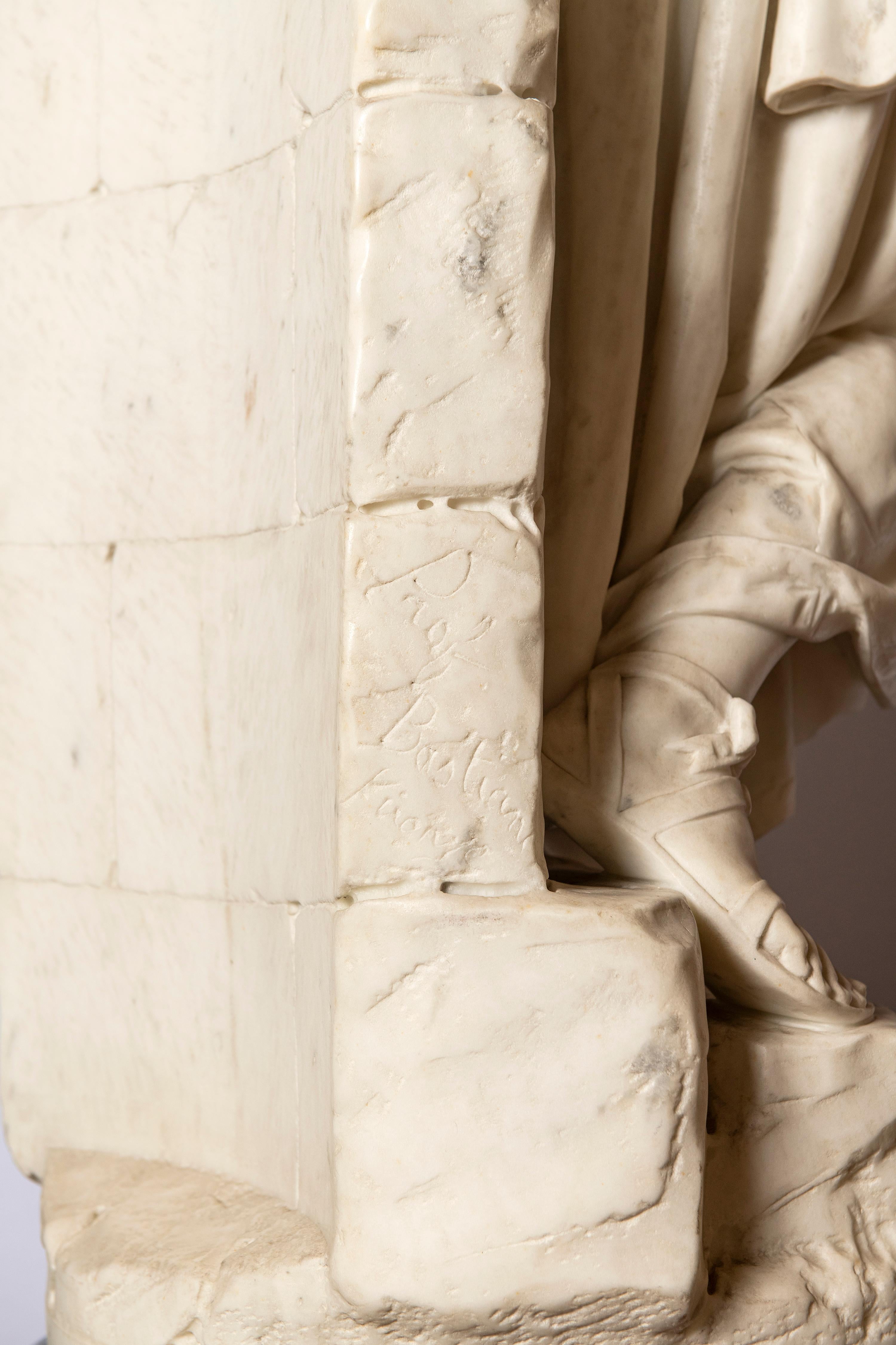 Skulptur aus Carrara-Marmor Signiert Prof. Bastiani Florenz, Italien, um 1890 im Zustand „Gut“ im Angebot in Buenos Aires, Buenos Aires