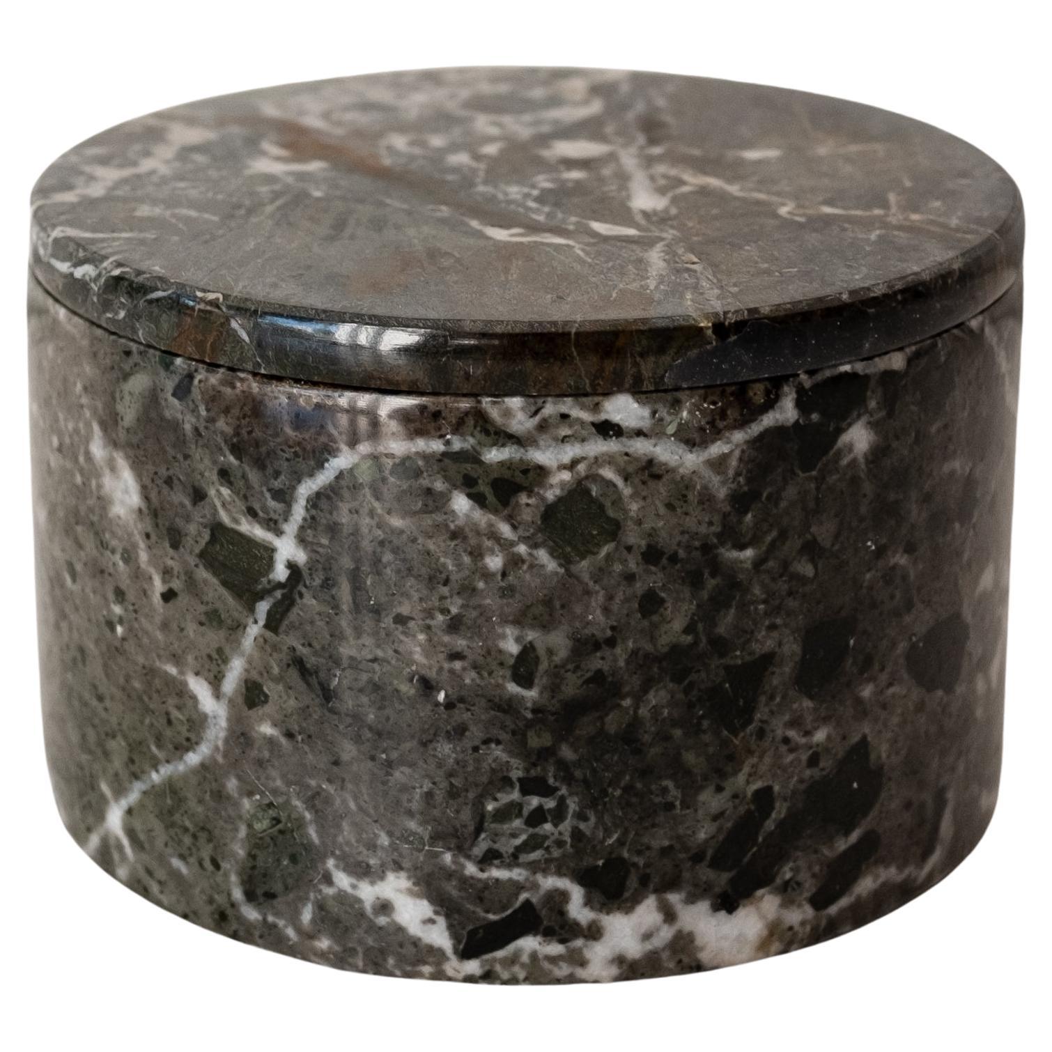 Carrara Marble Small Lidded Canister or Stash Box, Italy, 1960s