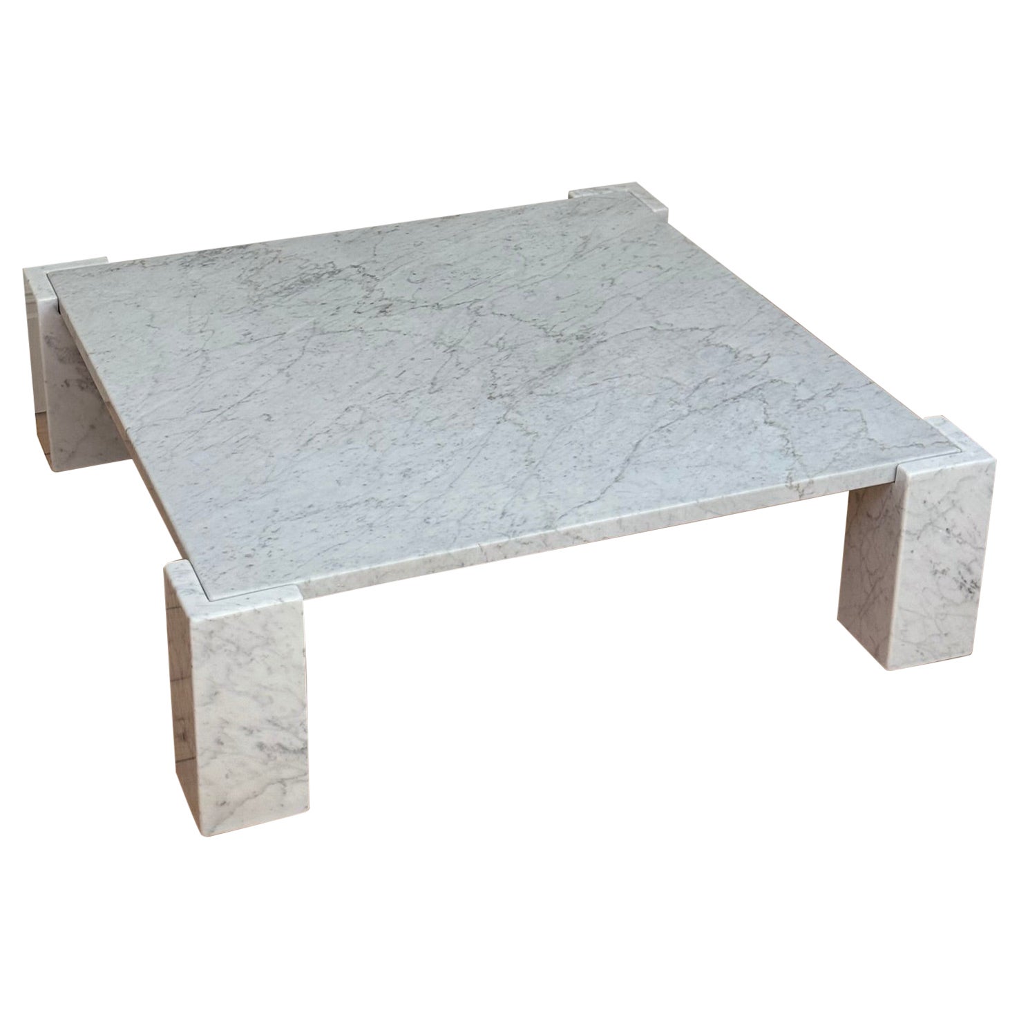 Table basse carrée en marbre de Carrare, Italie c. 1970 en vente