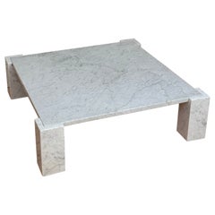 Table basse carrée en marbre de Carrare, Italie c. 1970