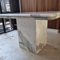 Carrara Marble Square Dining Table or Work Desk, Italy, 1980s
