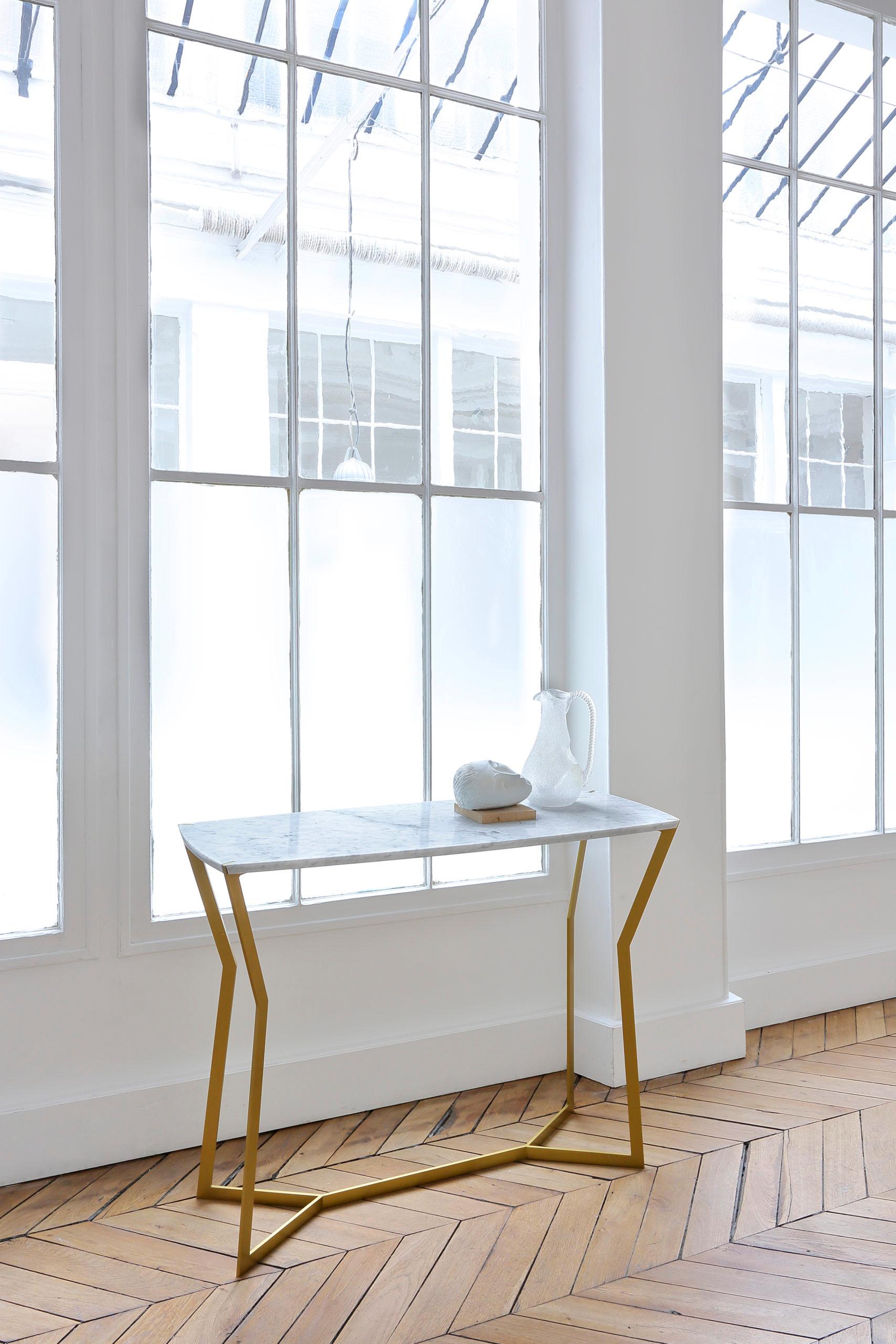 Carrara Marble Star Console Table by Olivier Gagnère In New Condition In Geneve, CH