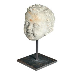 Carrara Marble Statue Fragment of Happy Young Man