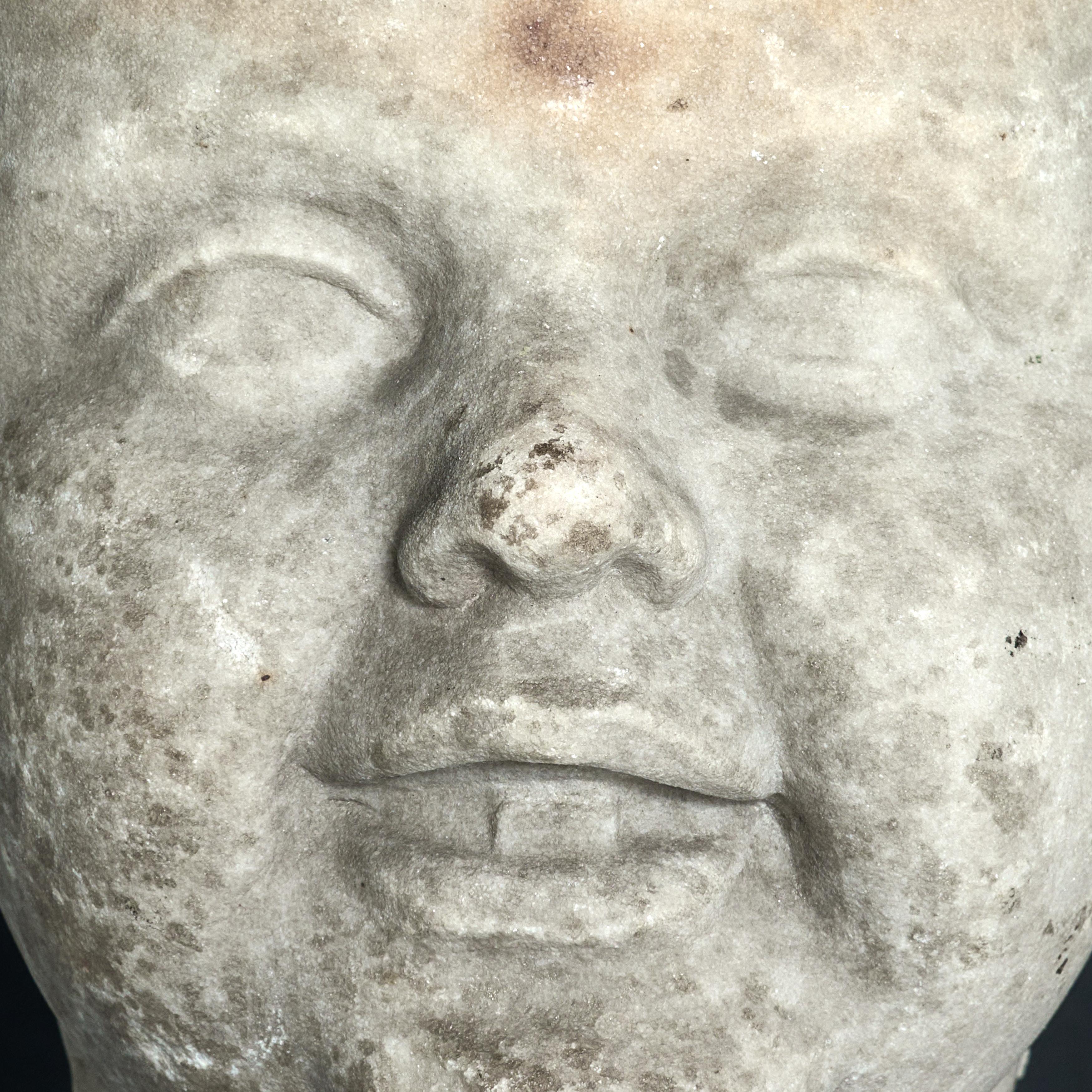 Early 19th Century Carrara Marble Statue Fragment of Happy Young Man For Sale