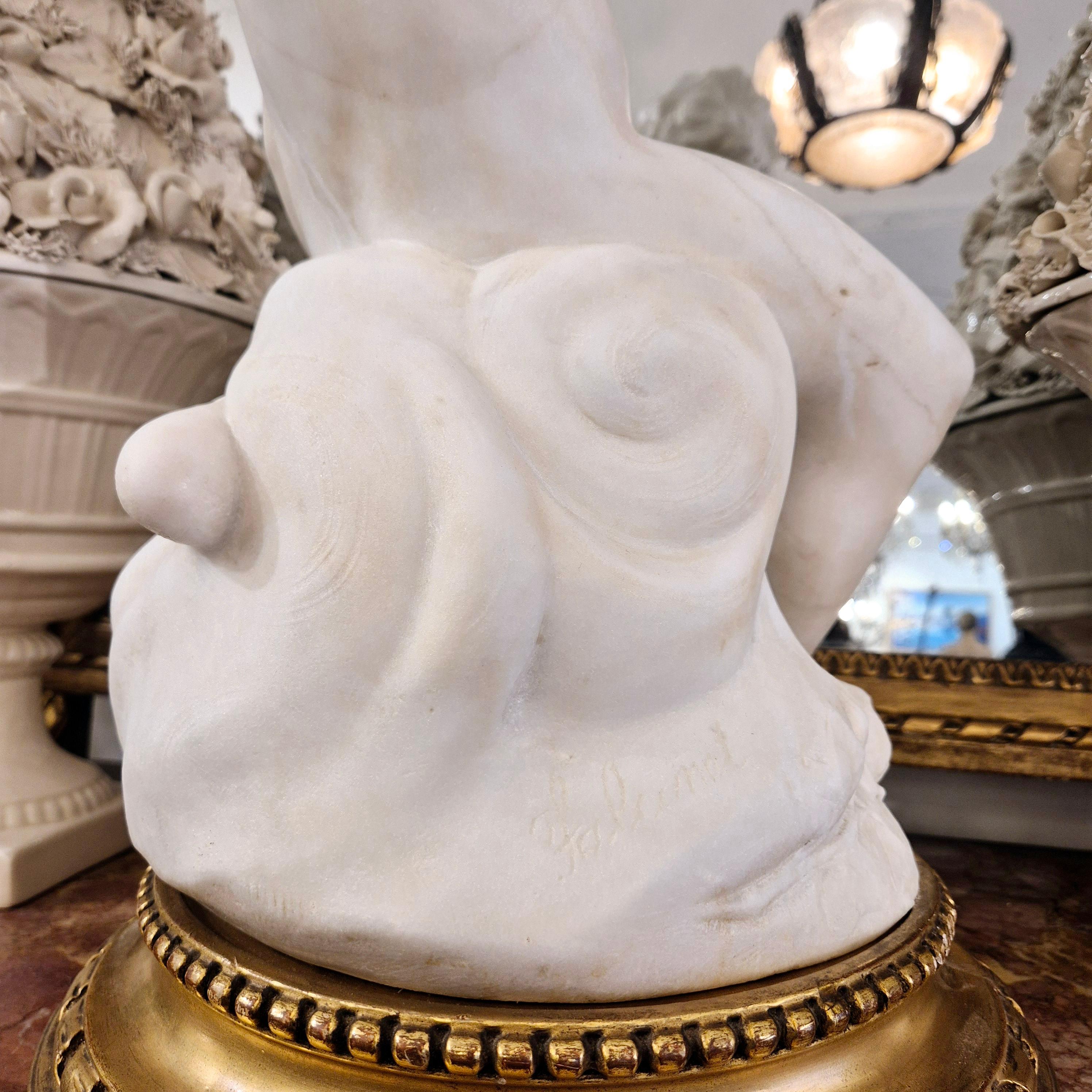 Carrara marble statue of Cupid, 19th century, after Étienne Maurice Falconet For Sale 10