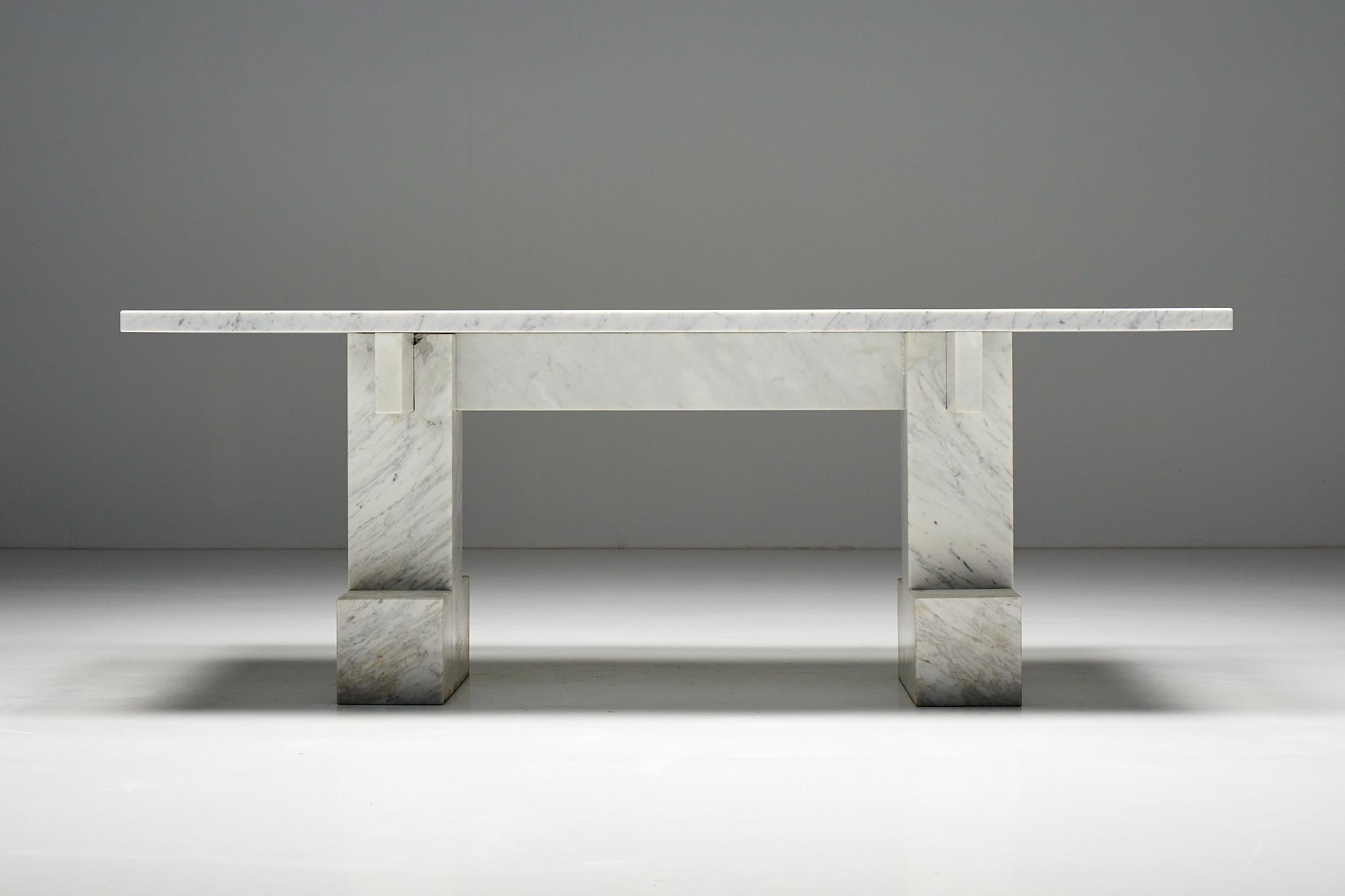 Tisch aus Carrara-Marmor, Italien, 1970er-Jahre (Postmoderne) im Angebot