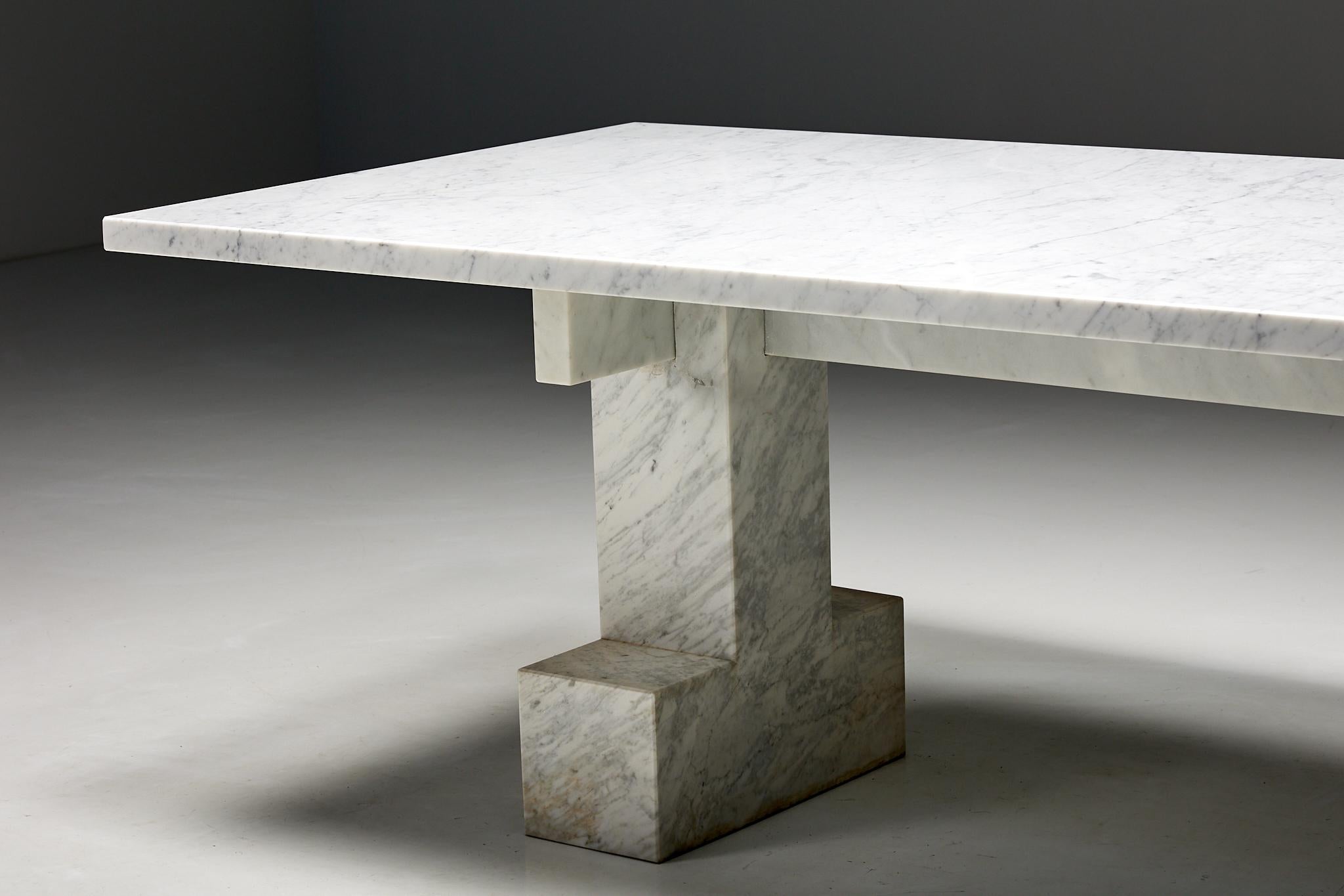 Italian Carrara Marble Table, Italy, 1970s For Sale