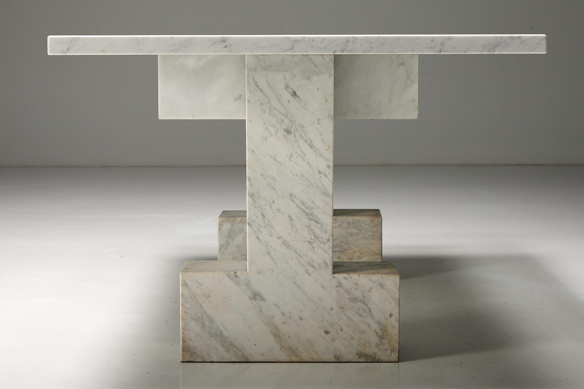 Late 20th Century Carrara Marble Table, Italy, 1970s For Sale