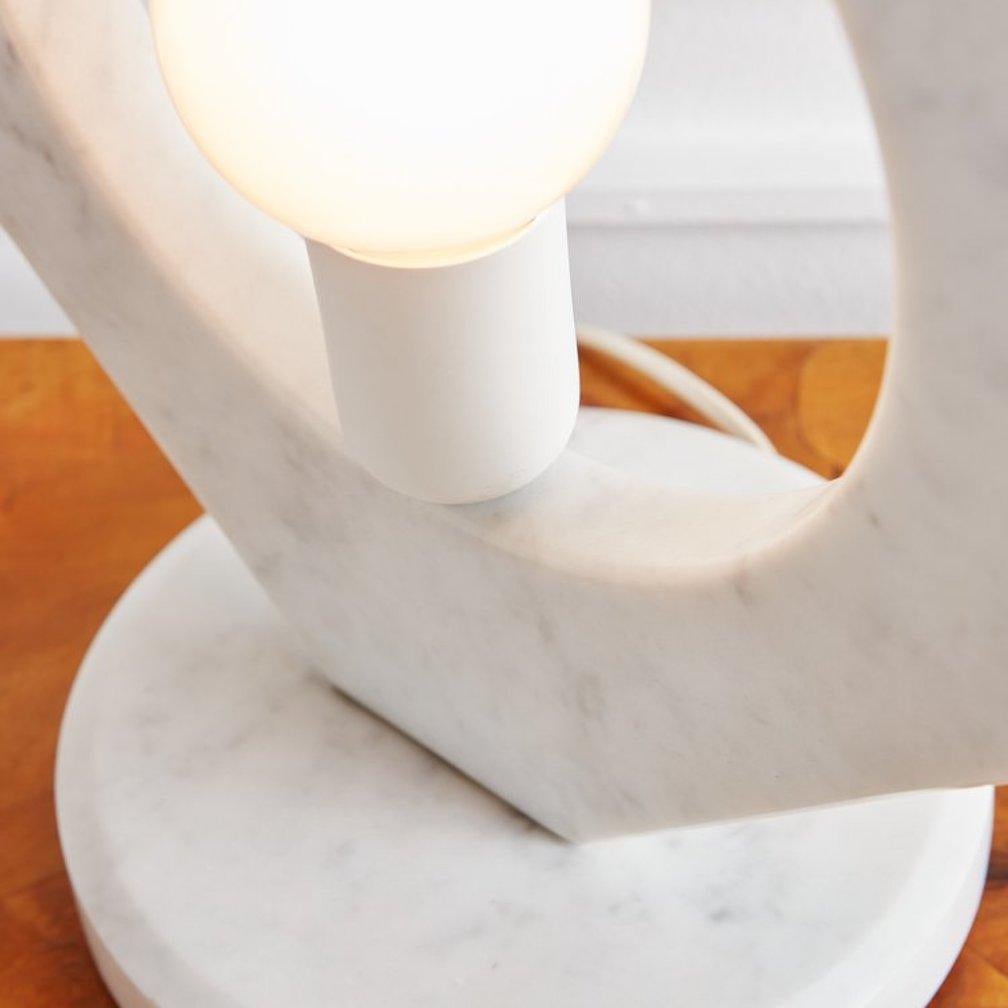 French Carrara Marble Table Lamp, France, 1970s