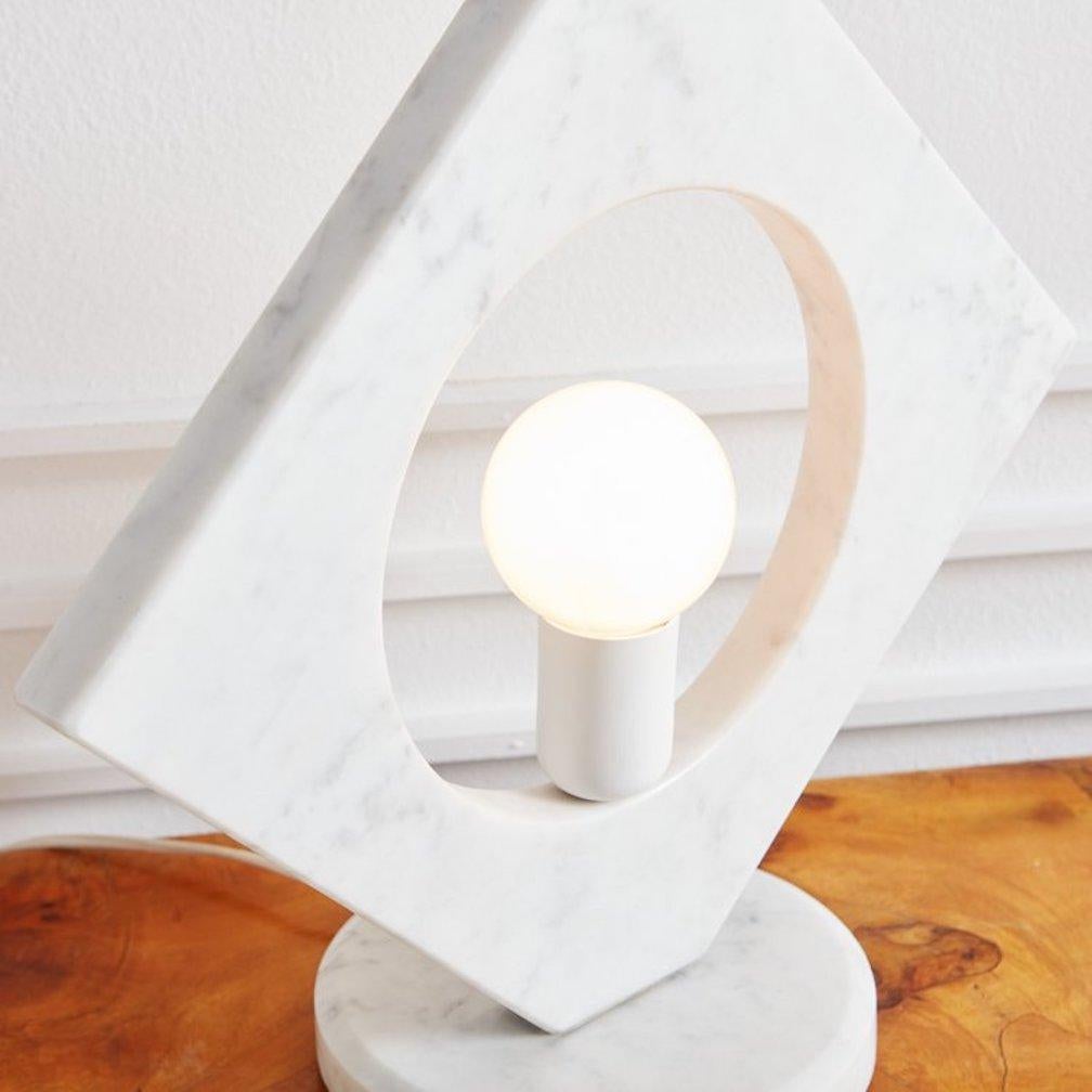 Carrara Marble Table Lamp, France, 1970s 1