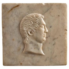 Carrara Marble Tile with an Used Portrait 18th Century