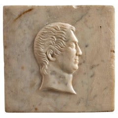 Carrara Marble Tile with an Antique Portrait 18th Century