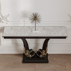 Console en bois noir avec plateau en marbre de Carrare, de la collection Studio Privè