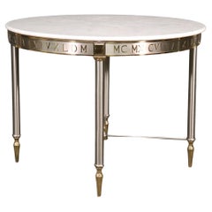Carrara Marble Top Stainless Steel and Brass John Vesey Breakfast Center Table