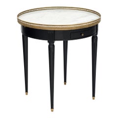 Carrara Marble Topped Antique Louis XVI Style Bouillotte Table
